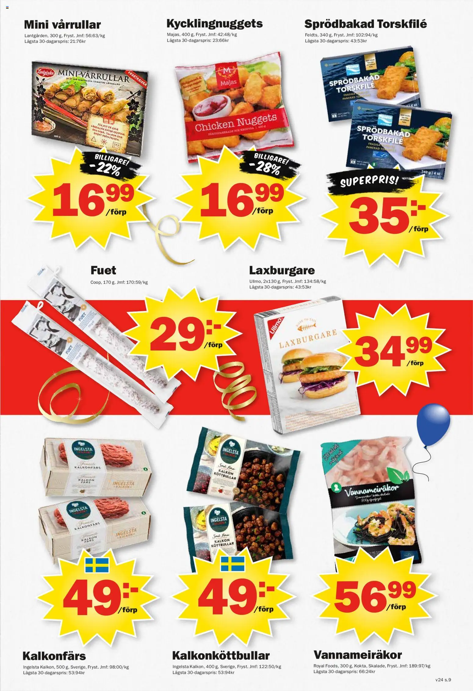Pekås reklamblad aktuell från 08.06.2026 | Sida: 9 | Produkter: Torskfile, Köttbullar, Kalkon