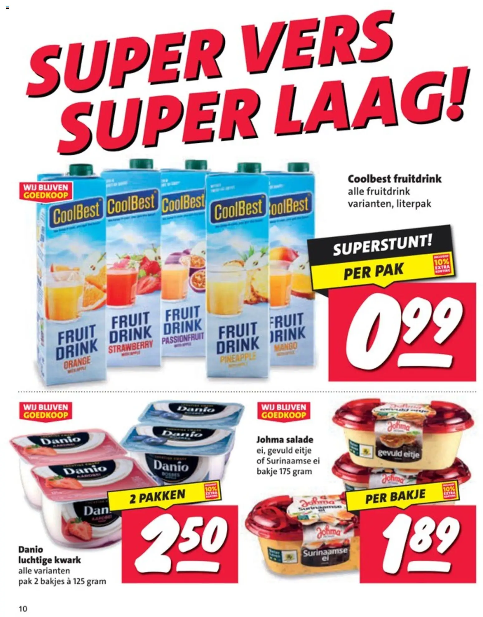 {H1} | Pagina: 10 | Producten: Kwark, Salade, Fruit, Mango