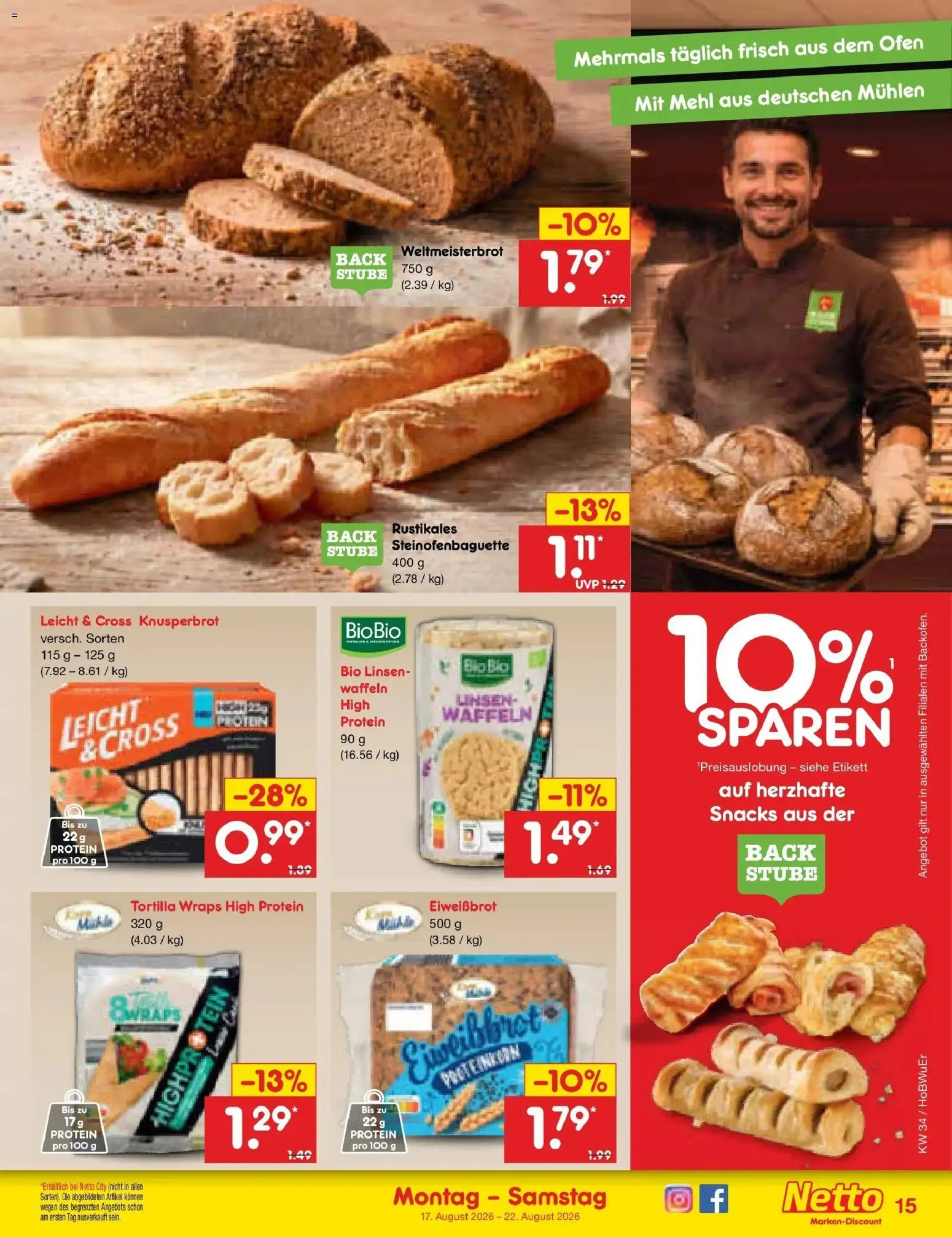Netto Marken-Discount Prospekt Nordhausen – gültig ab 17.08.2026 | Seite: 19 | Produkte: Ofen, Mehl, Waffeln