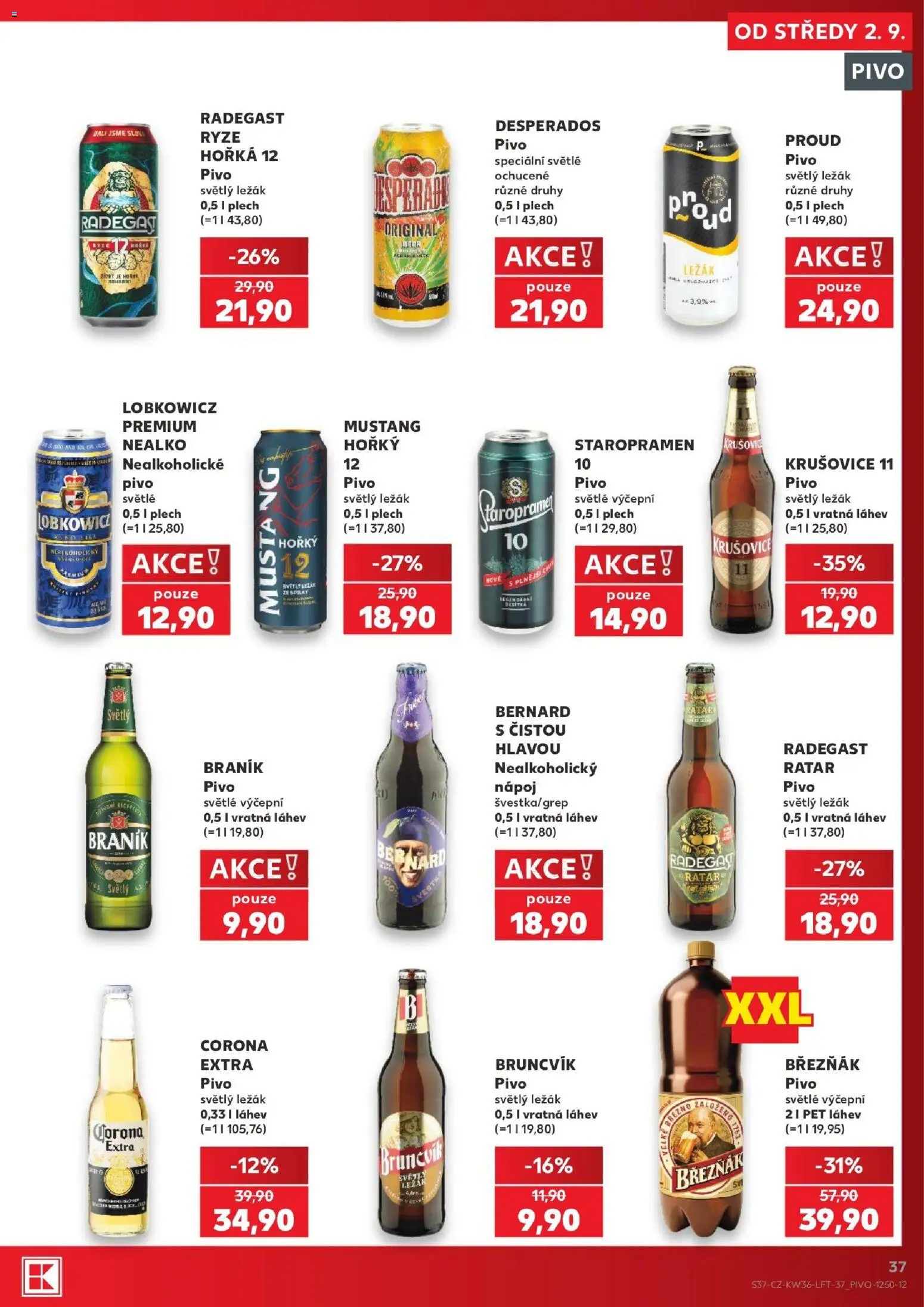 Kaufland leták - Praha 8 od 02.09.2026 | Strana: 37 | Produkty: Staropramen 10, Staropramen, Pivo, Radegast Ratar