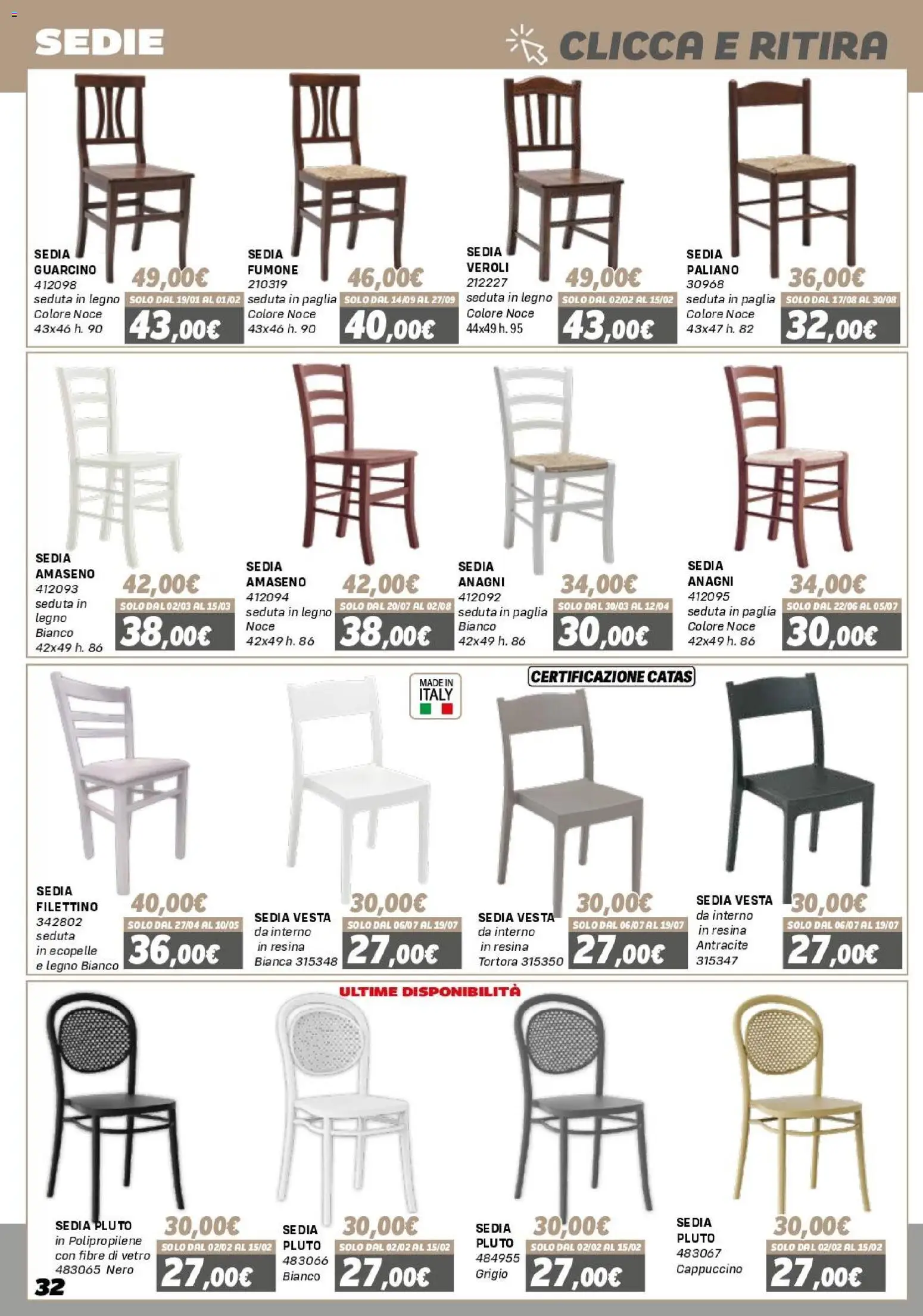 Volantino Orizzonte del 16.01.2026 | Pagina: 32 | Prodotti: Sedia