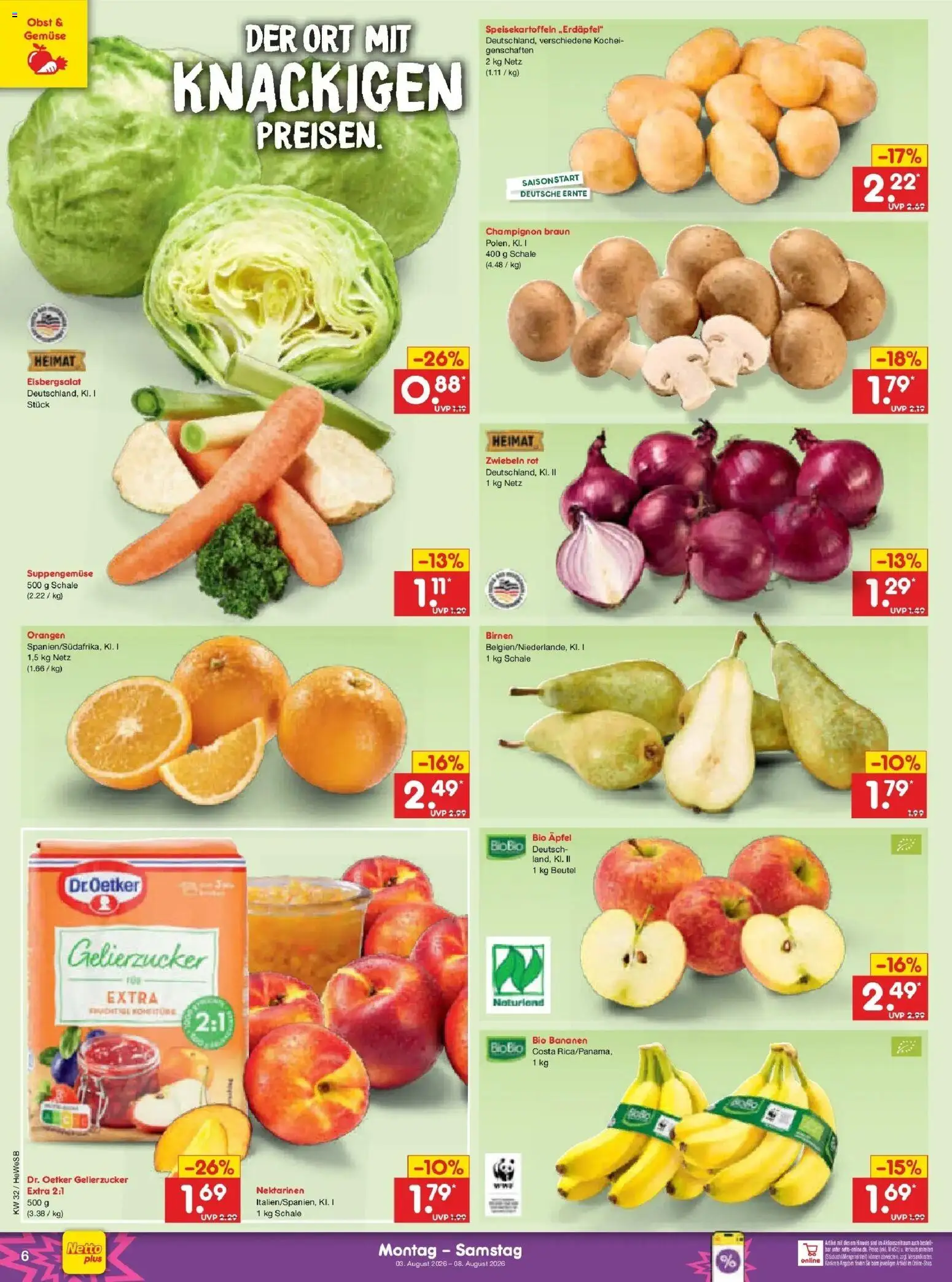 Netto Marken-Discount Prospekt Hamburg – gültig ab 03.08.2026 | Seite: 10 | Produkte: Gelierzucker, Orangen, Zwiebeln, Gemüse