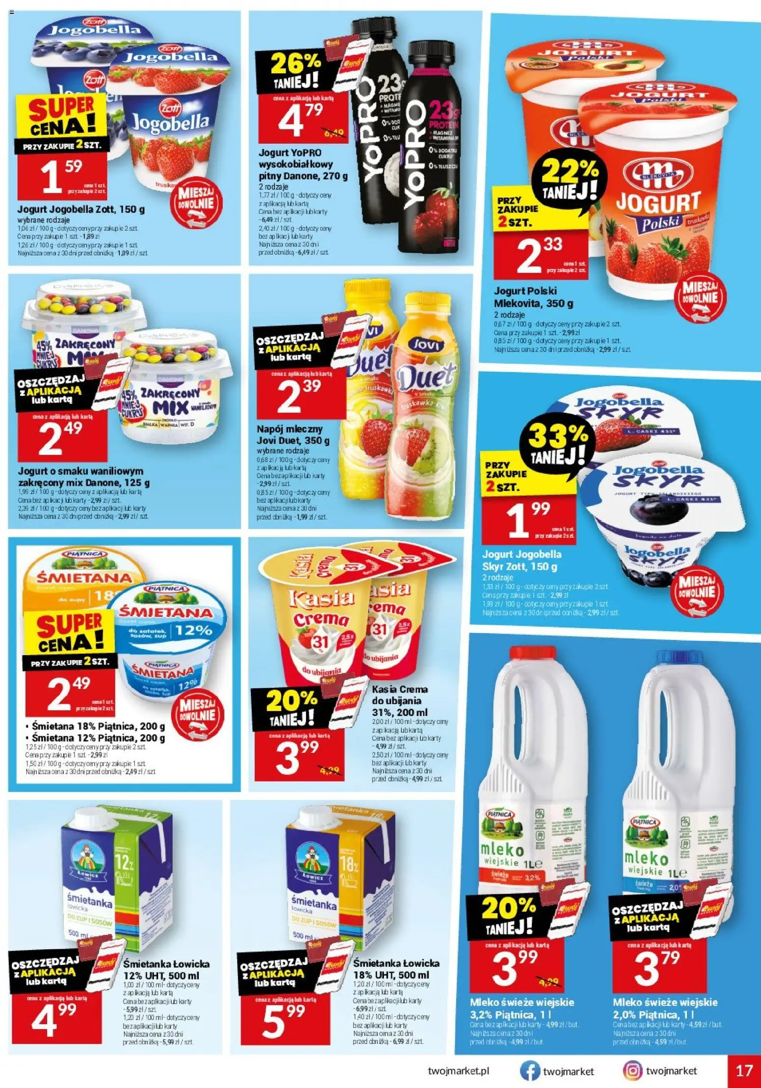 Twój Market Gazetka od 25.02.2026 | Strona: 17 | Produkty: Mleko, Jogurt, Śmietana, Skyr