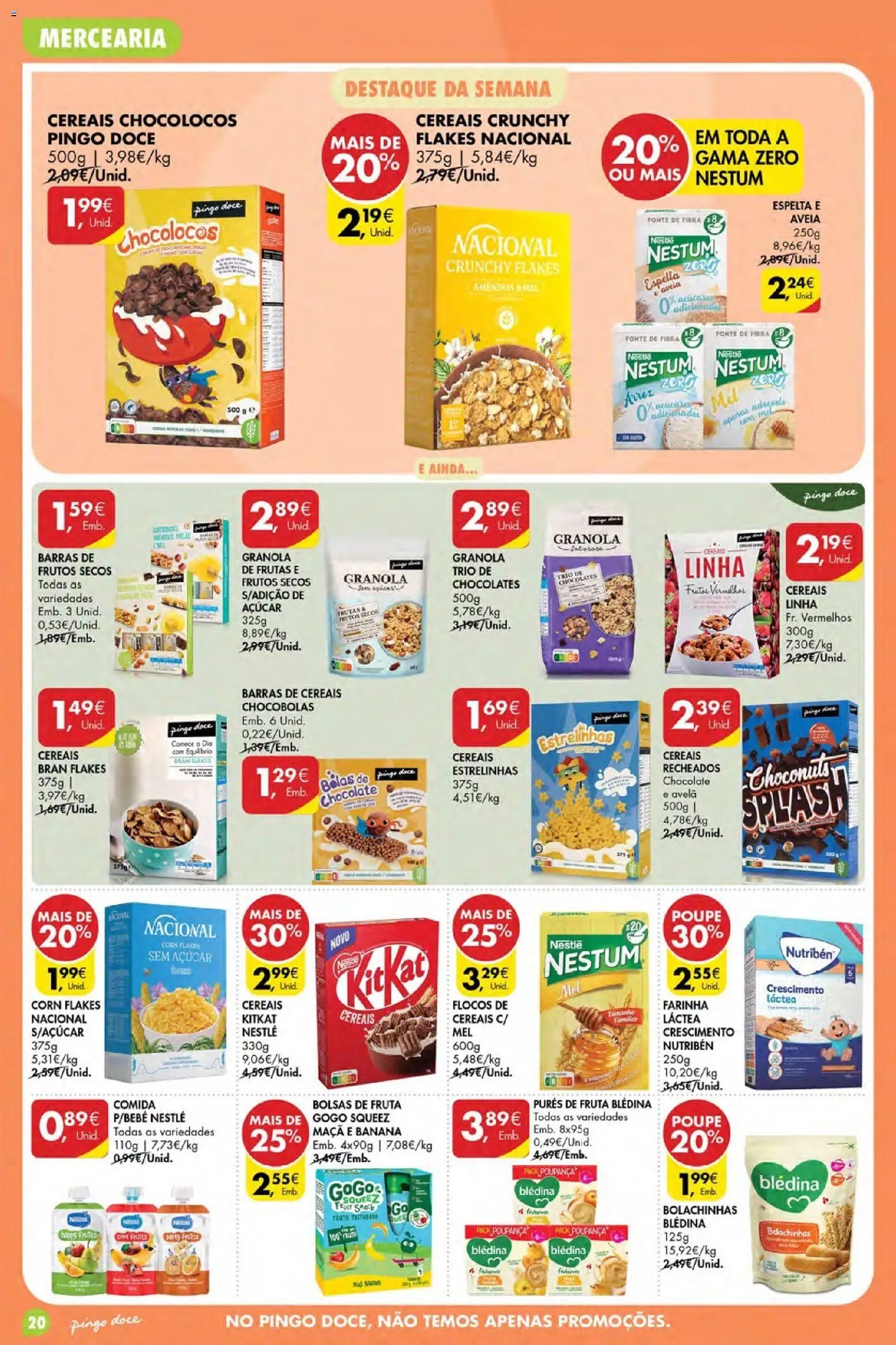 Pingo Doce Poupe Esta Semana Açores │ válido de 28.05.2026 | Página: 20 | Produtos: Farinha láctea, Barras de cereais, Chocolate, Cereais