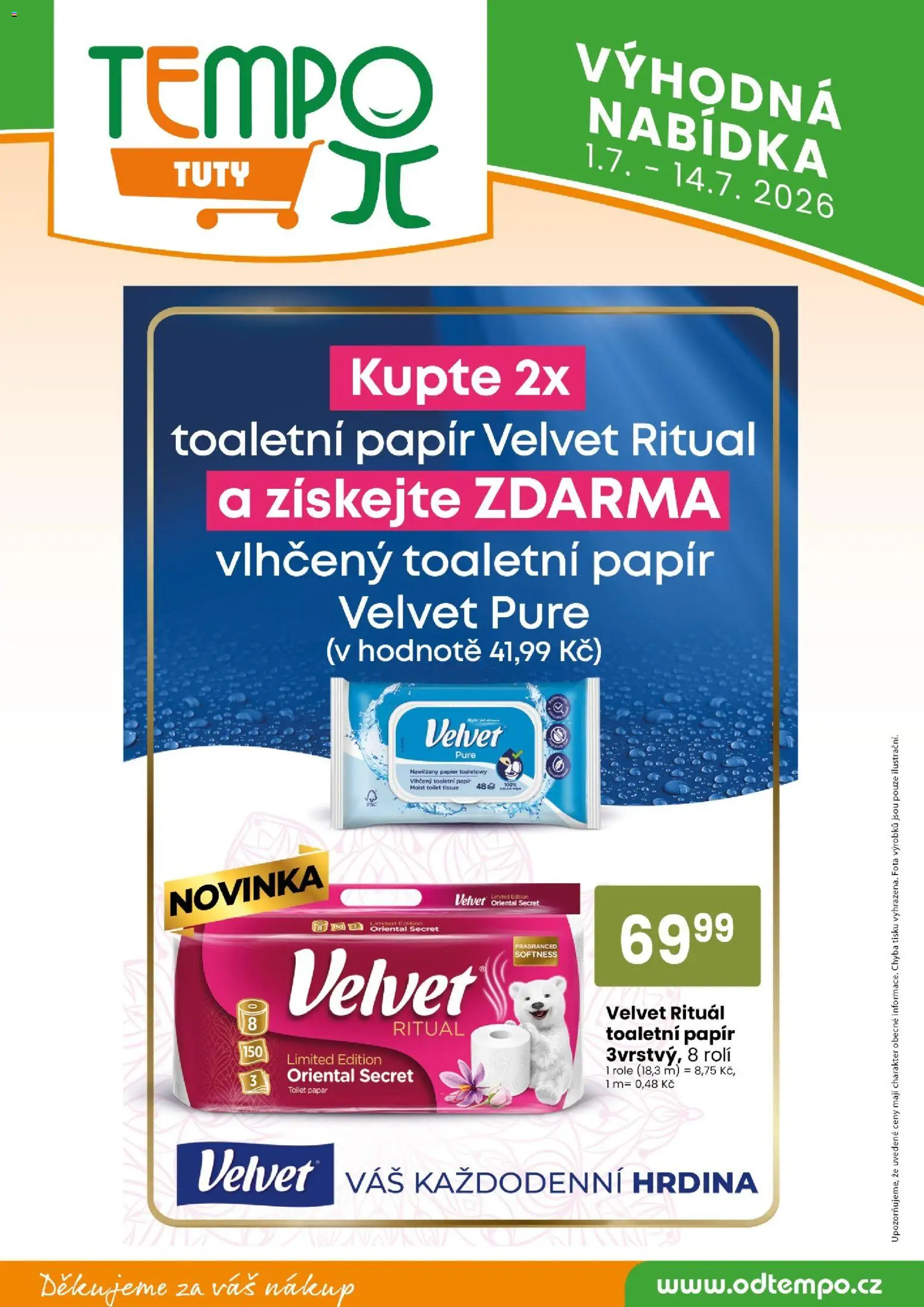 Tempo leták - Tuty od 01.07.2026 | Strana: 16 | Produkty: Toaletní papír, Velvet