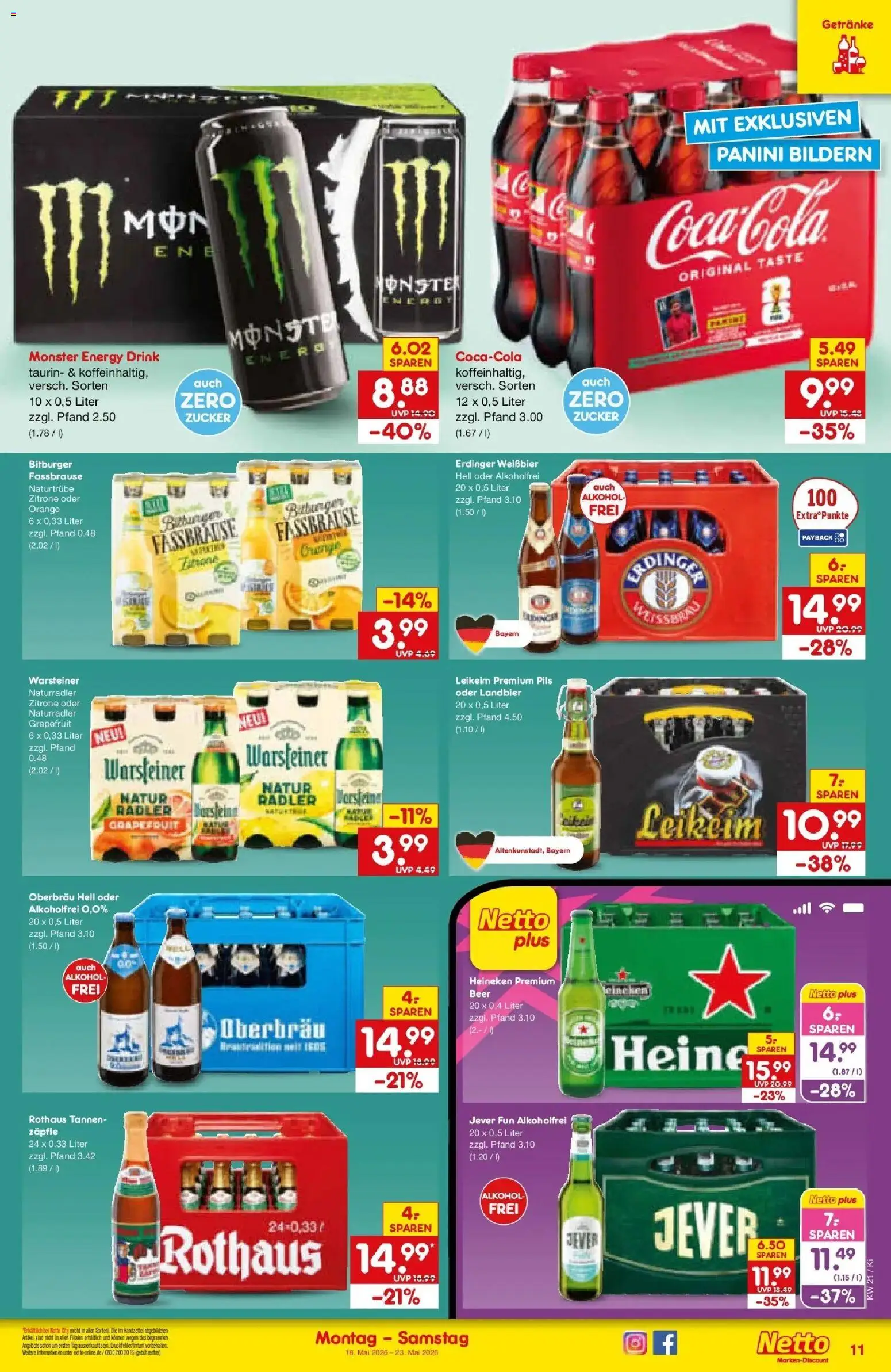 Netto Marken-Discount Prospekt Oberhaid	 – gültig ab 17.05.2026 | Seite: 11 | Produkte: Erdinger, Heineken, Radler, Fassbrause