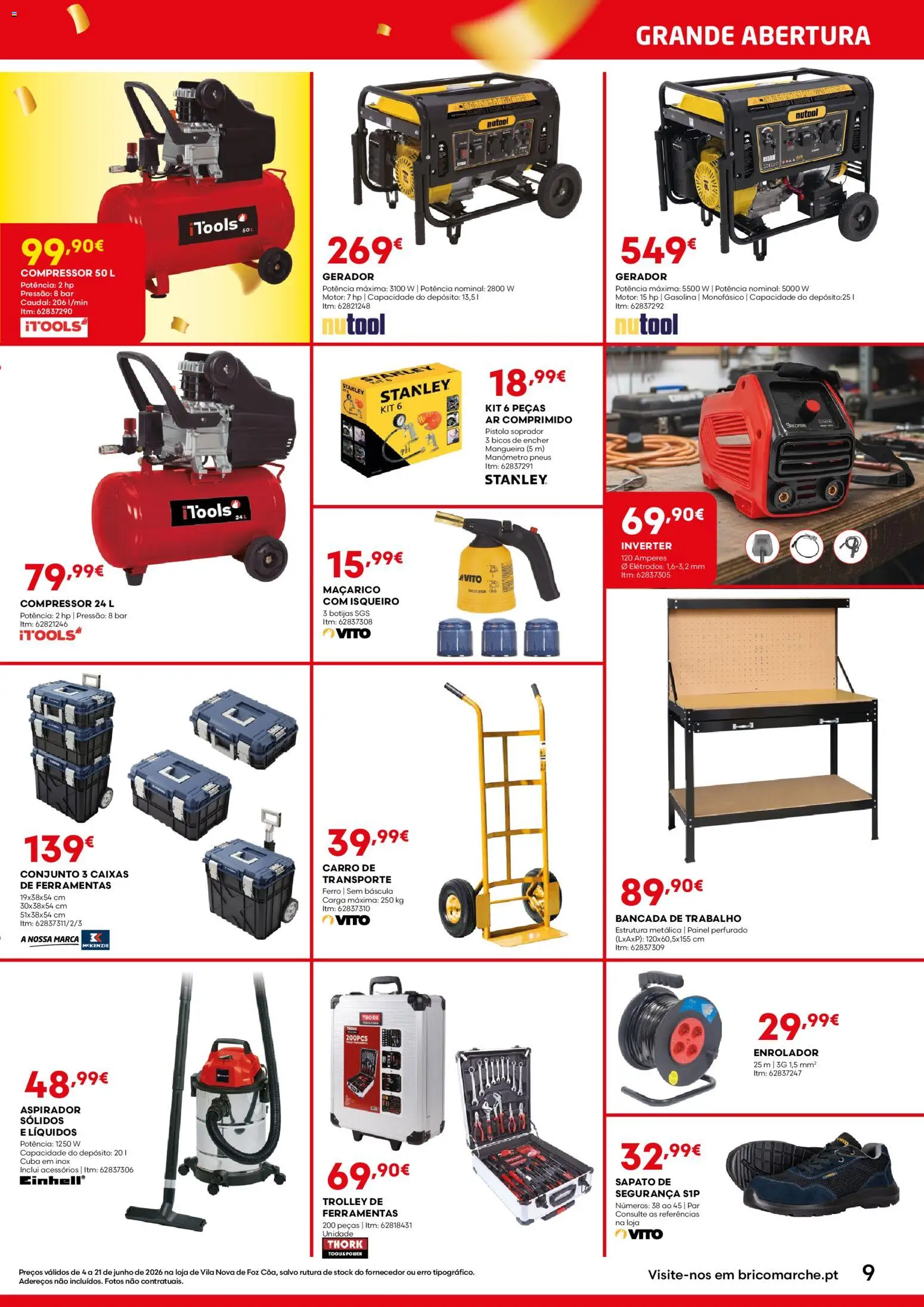 BricoMarché folheto │ válido de 04.06.2026 | Página: 9 | Produtos: Ferro, Bancada, Mangueira, Compressor