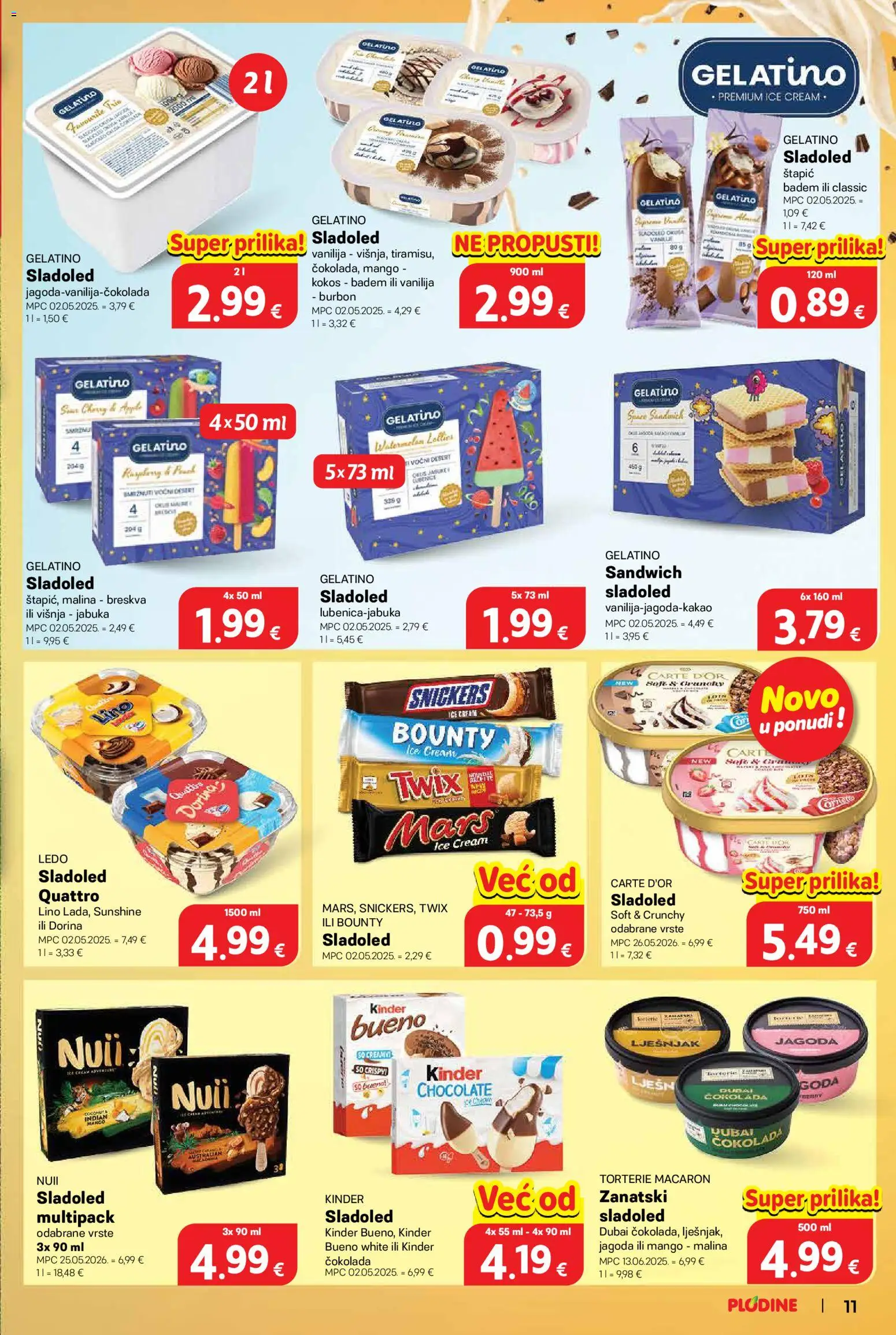 Plodine katalog | vrijedi od 08.07.2026 | Stranica: 11 | Proizvodi: Dorina, Ledo, Lješnjak, Mango