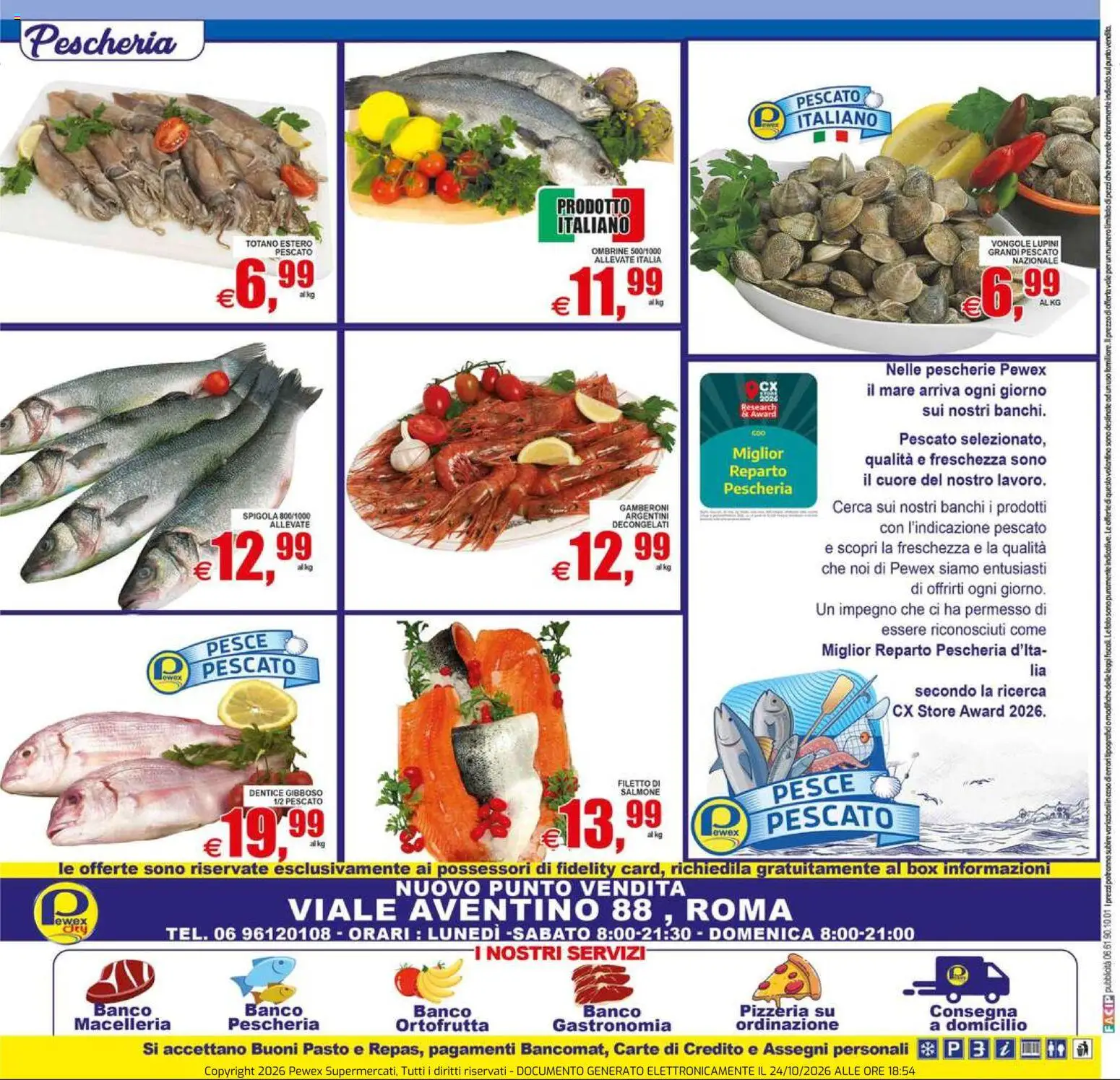 Volantino Pewex del 23/10/2026 | Pagina: 20 | Prodotti: Lupini, Vongole, Gamberoni, Spigola