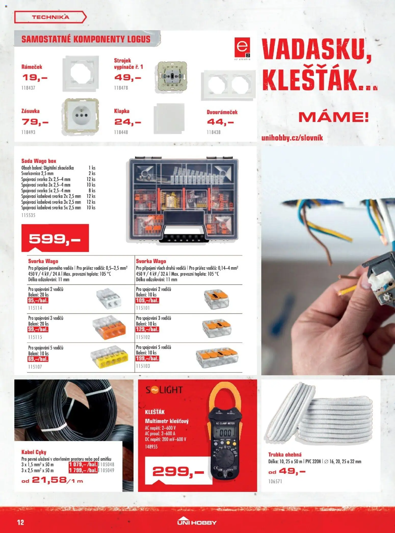 Uni Hobby leták od 01.10.2026 | Strana: 12 | Produkty: Multimetr, Zásuvka, Trubka, Rámeček