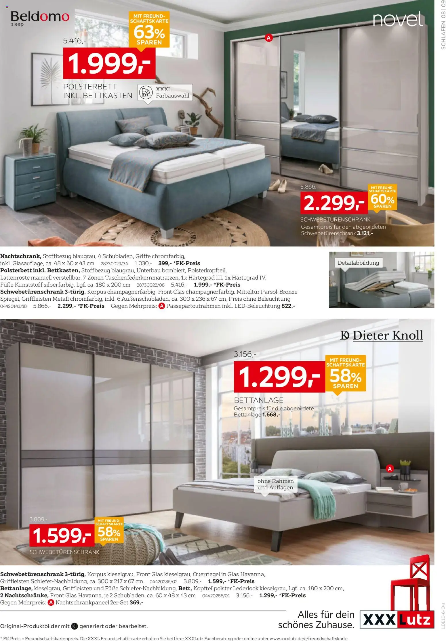 XXXLutz Schlafzimmer Spezial – gültig ab 10.10.2026 | Seite: 9 | Produkte: Schwebetürenschrank, Polsterbett