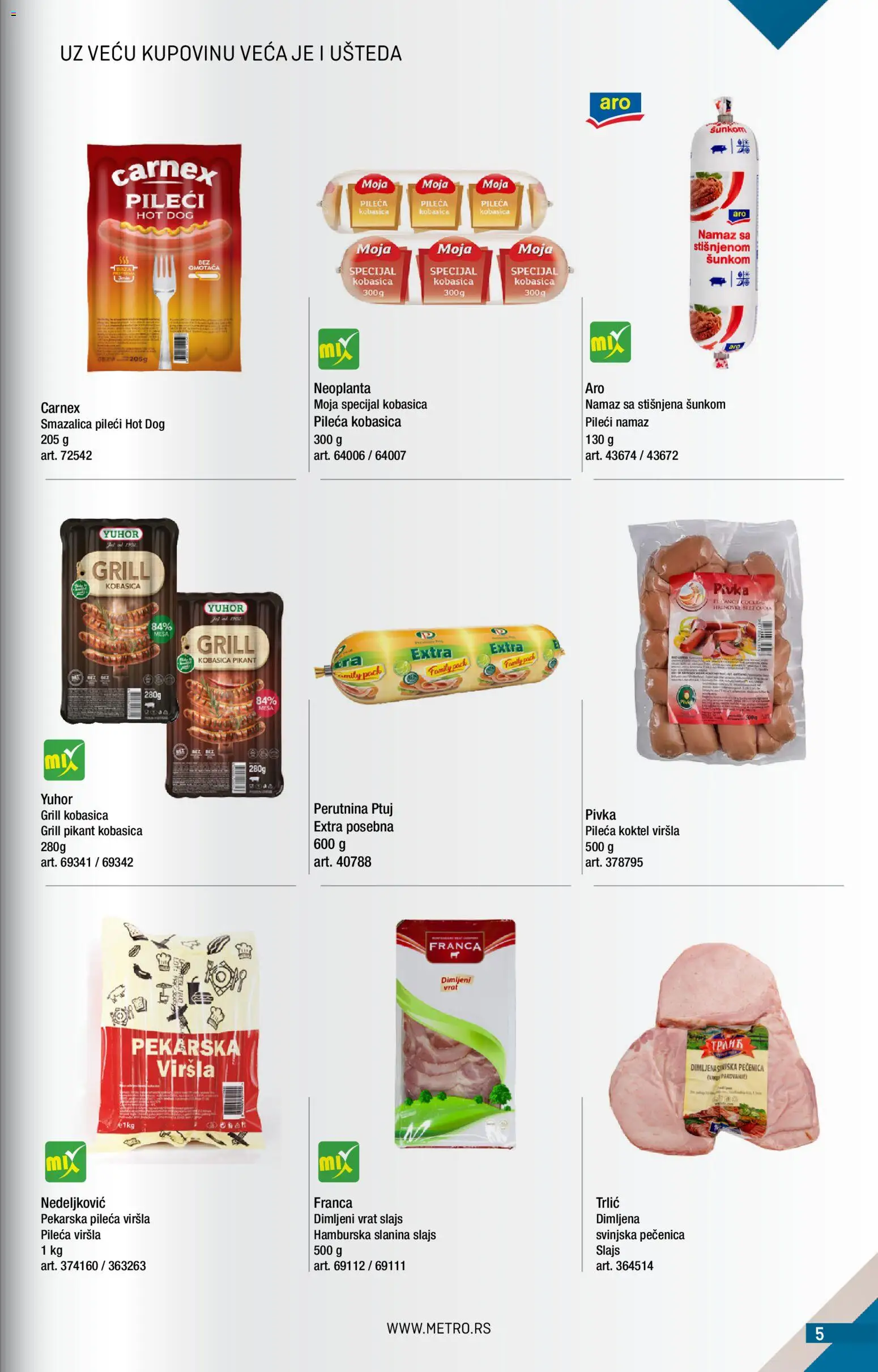 Metro katalog - važi od 01.04.2026 | Strana: 5 | Proizvode: Hot dog, Slanina, Dimljeni vrat, Pečenica
