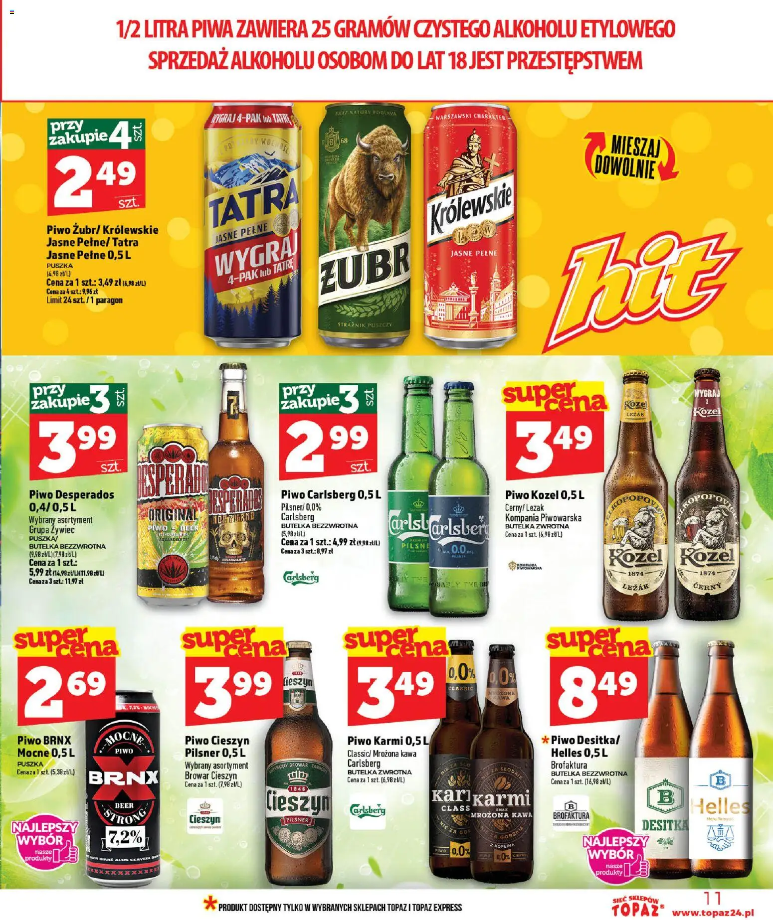 Topaz gazetka od 09.07.2026 | Strona: 11 | Produkty: Leżak, Piwo Desperados, Piwo Carlsberg, Kawa