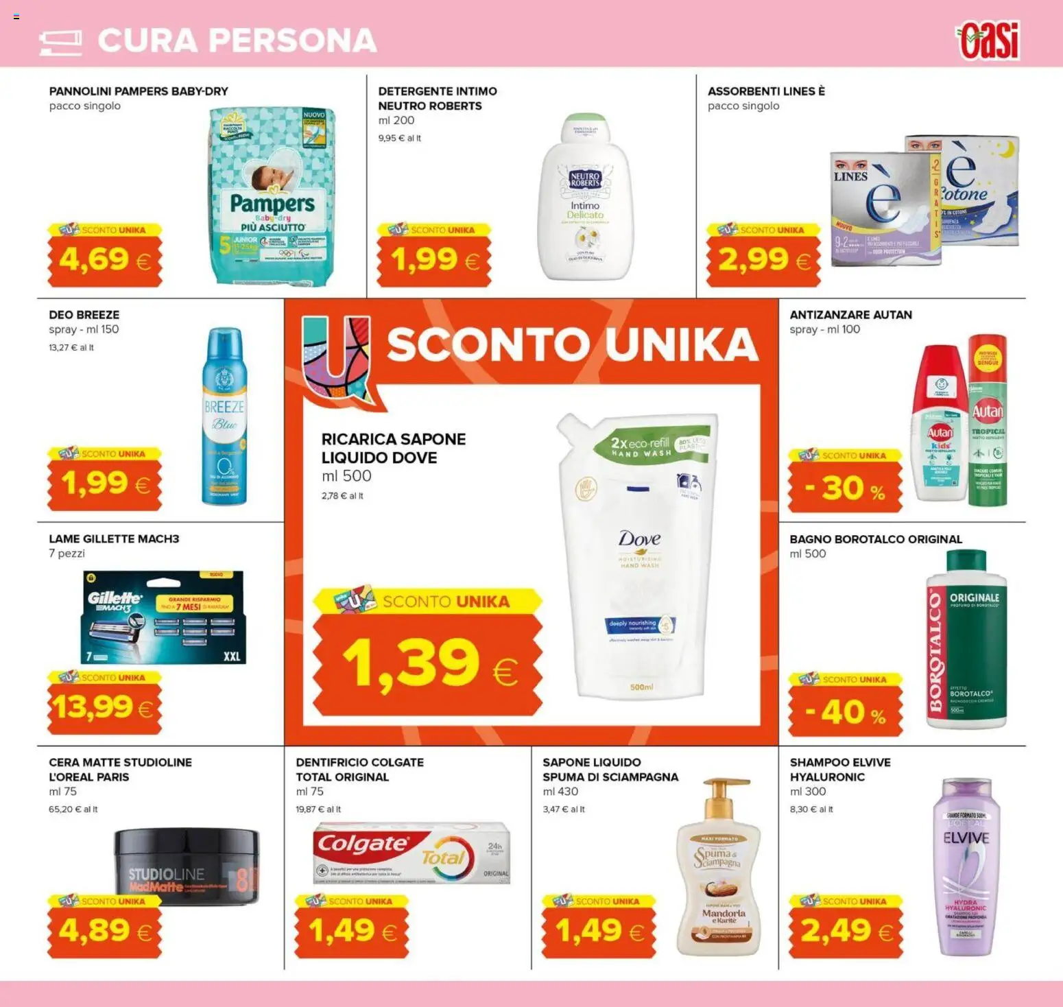 Volantino Oasi del 10/08/2026 | Pagina: 21 | Prodotti: Sapone, Detergente intimo, Detergente, Bagno