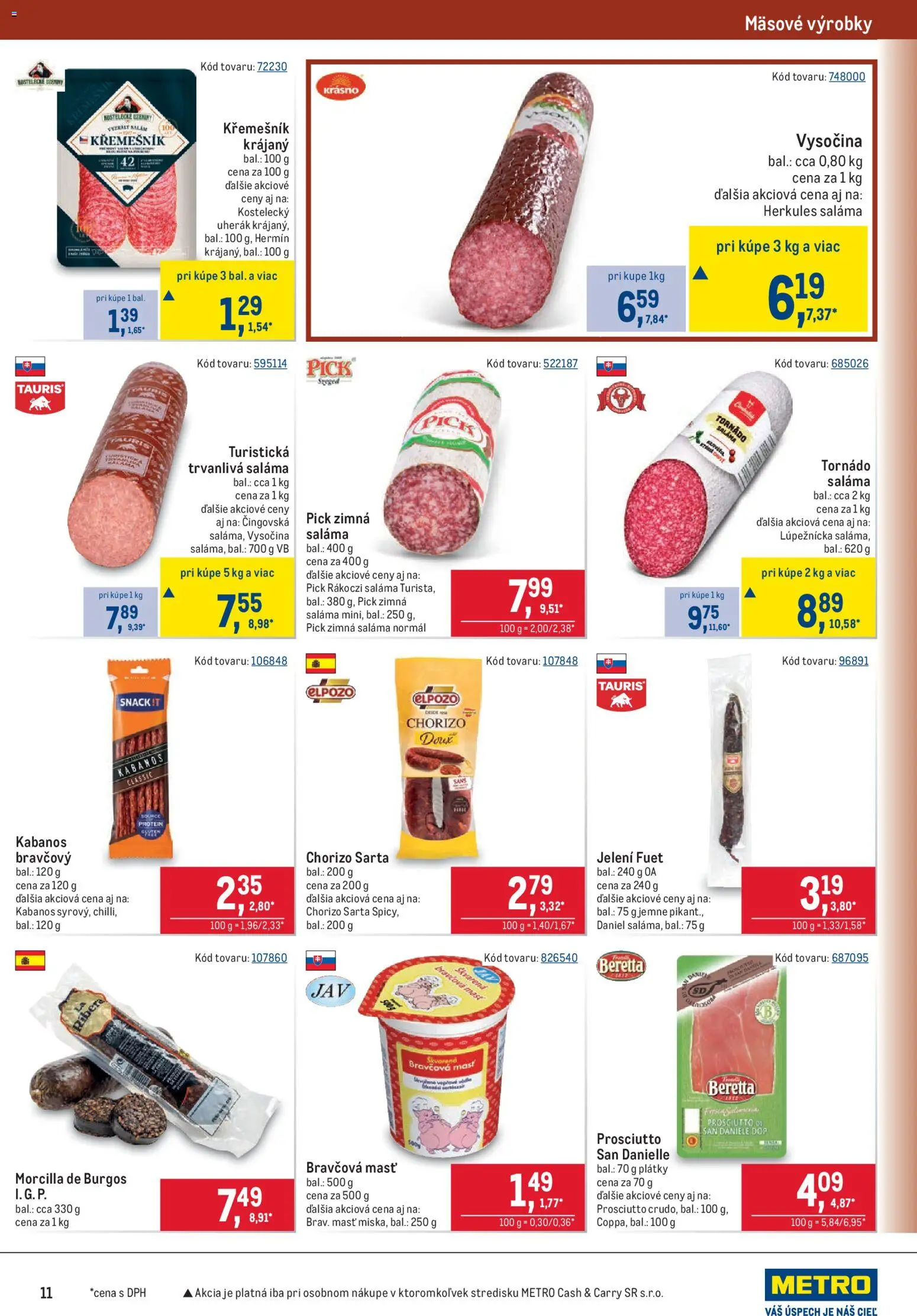 Nové Metro akcie – leták je platný od 17.06.2026 | Strana: 11 | Produkty: Saláma, Protein