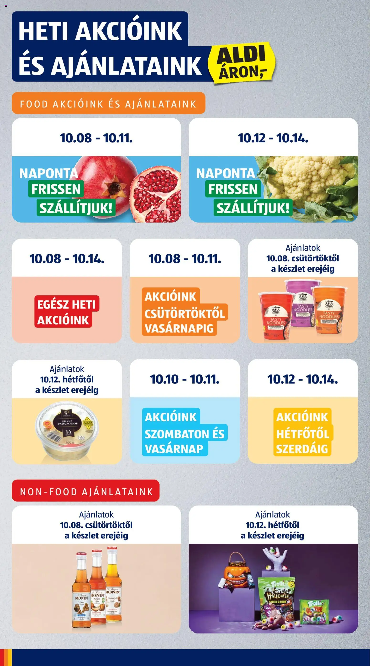 Aldi akciós ujság - amely érvényes a következő dátumtól: 2026.10.08. | Oldal: 4 | Termékek: Grana padano