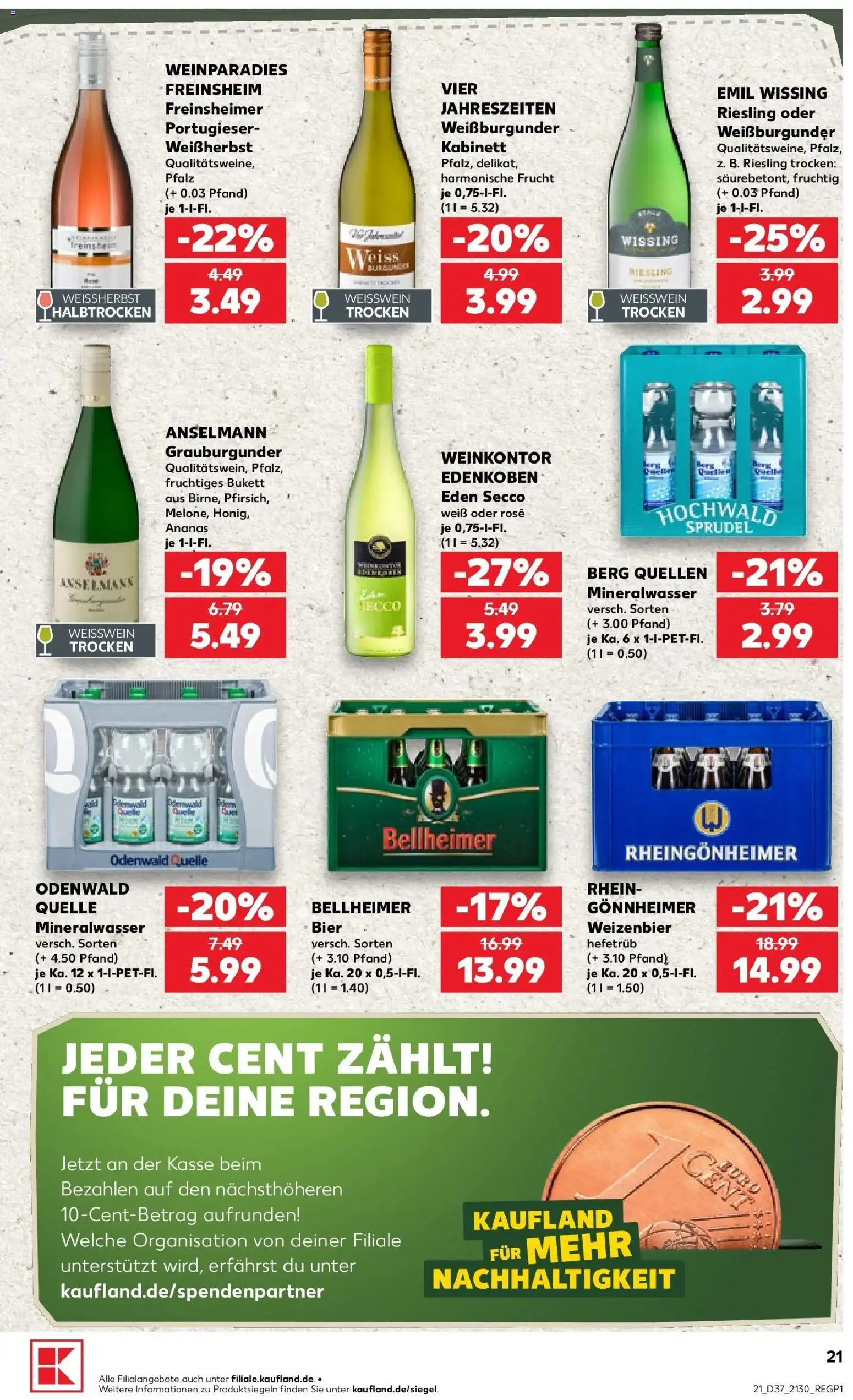 Prospekt Kaufland ab 10.09.2026 » Angebote Online zum Blättern | Seite: 21 | Produkte: Bier, Weißwein, Ananas, Mineralwasser