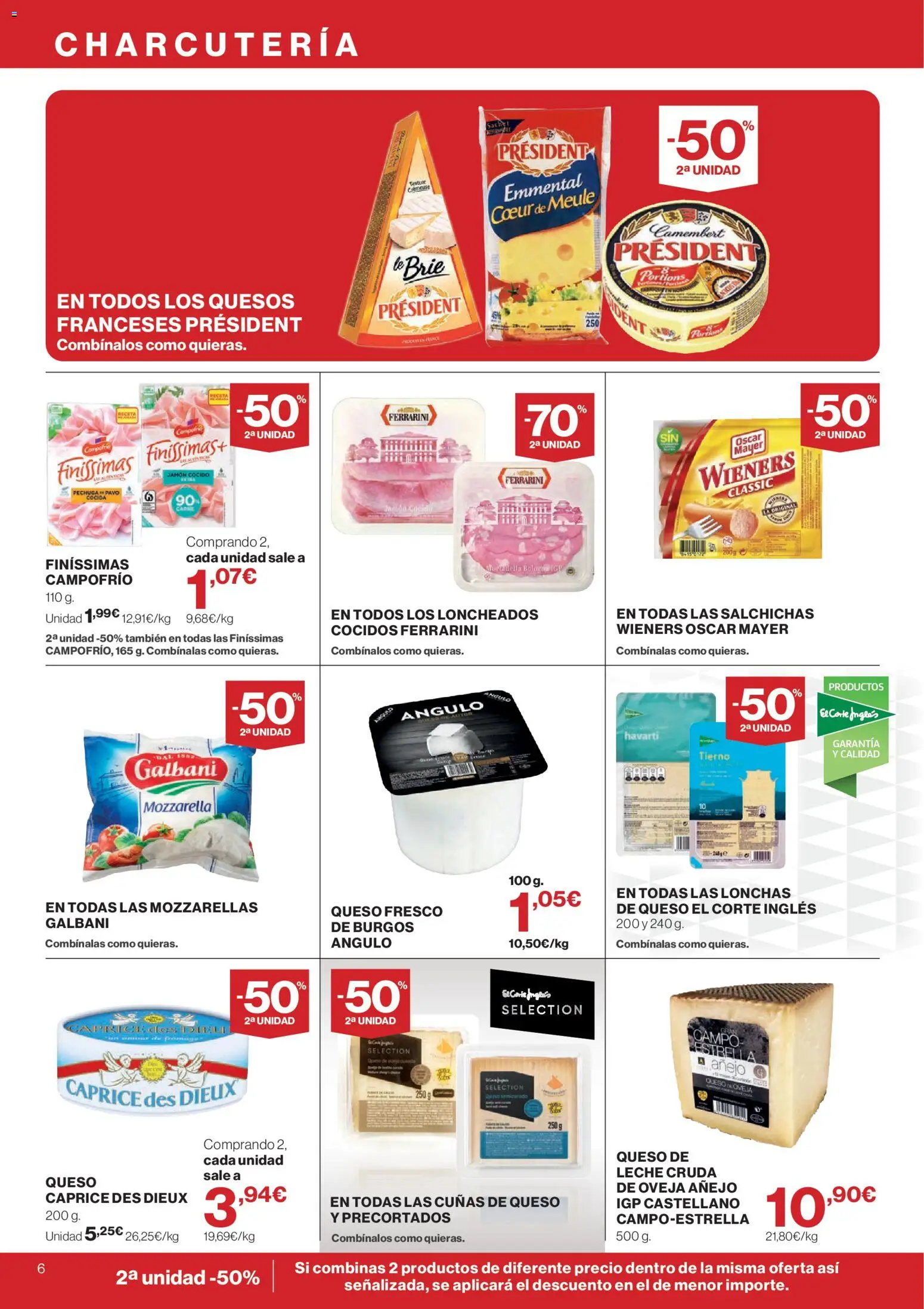 El Corte Inglés ofertas │ válido desde el 13/08/2026 | Página: 6 | Productos: Queso de oveja, Leche, Jamón cocido, Salchichas