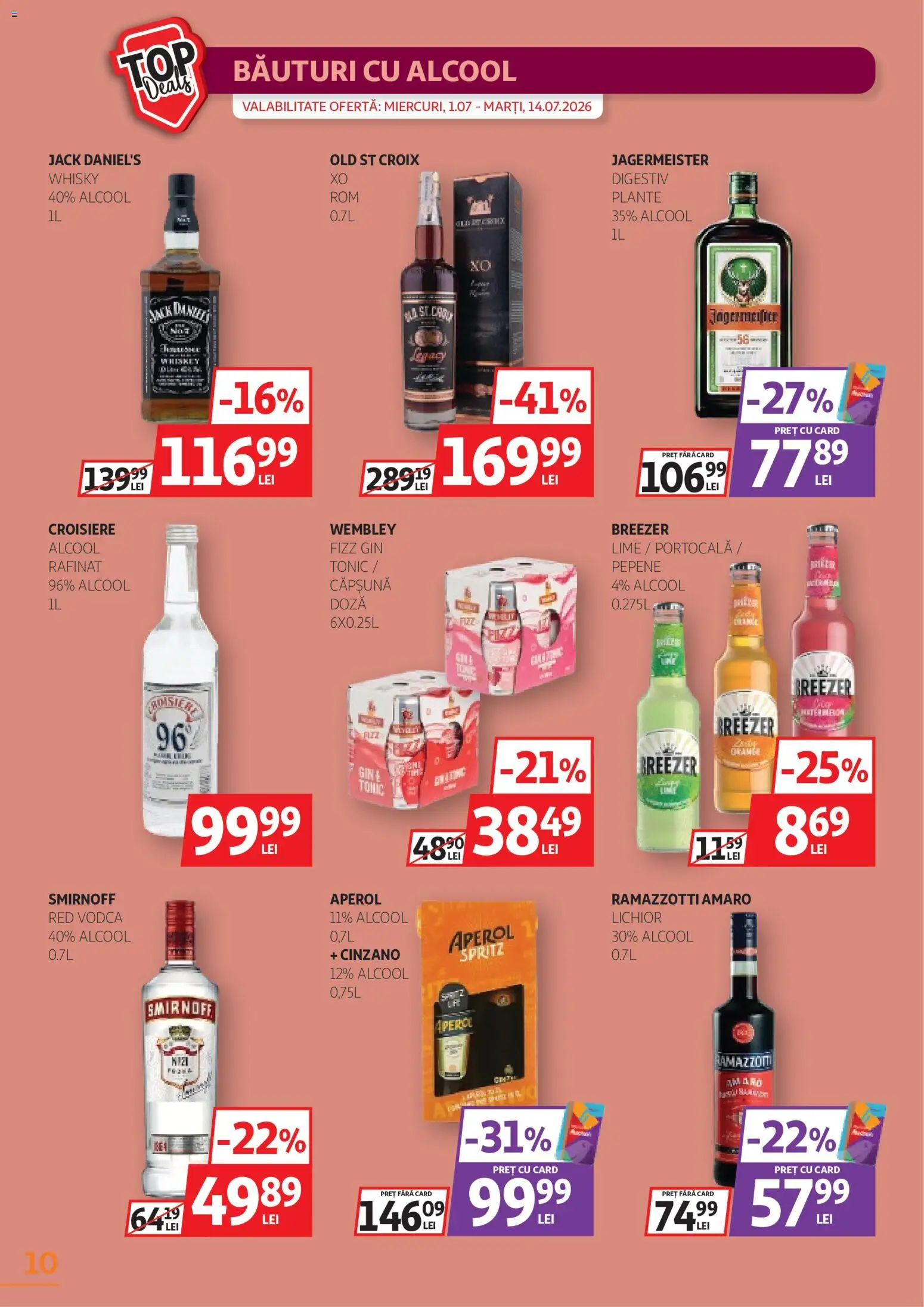 Noul catalog Auchan – valabil de la 01.07.2026 | Pagină: 10 | Produse: Lime, Lichior, Whiskey, Aperol