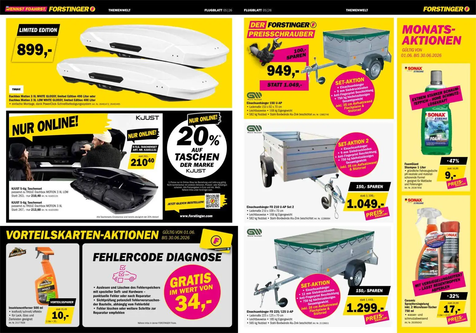 Forstinger Flugblatt gültig ab 27.05.2026 | Seite: 2 | Produkte: Wasser, Teppich, Shampoo