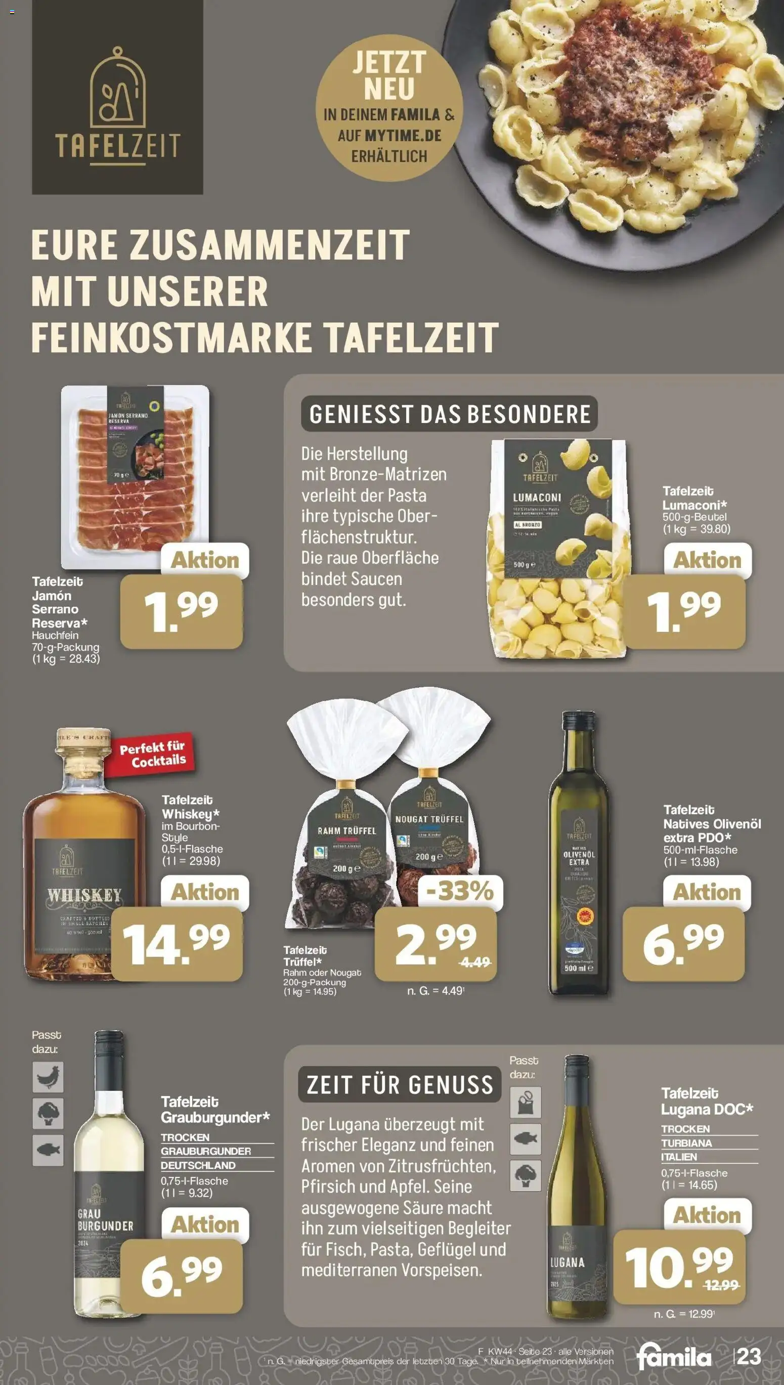 Famila Nordwest - Famila: Wochenangebote – gültig ab 26.10.2026 | Seite: 23 | Produkte: Pfirsich, Pasta, Bourbon, Whiskey