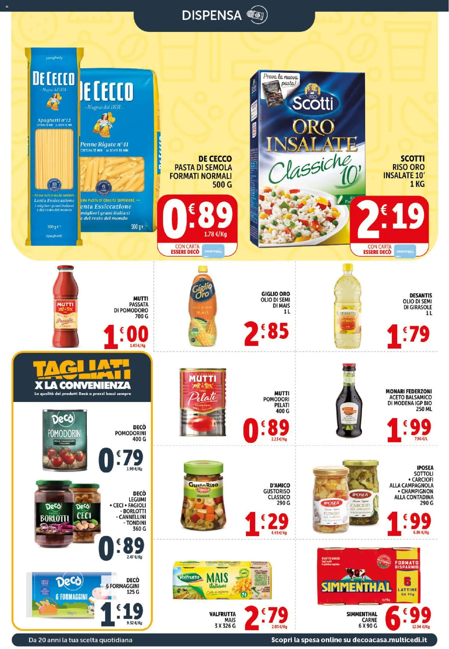 Volantino Decò del 10/07/2026 | Pagina: 12 | Prodotti: Fagioli, Pasta, Mais, Penne
