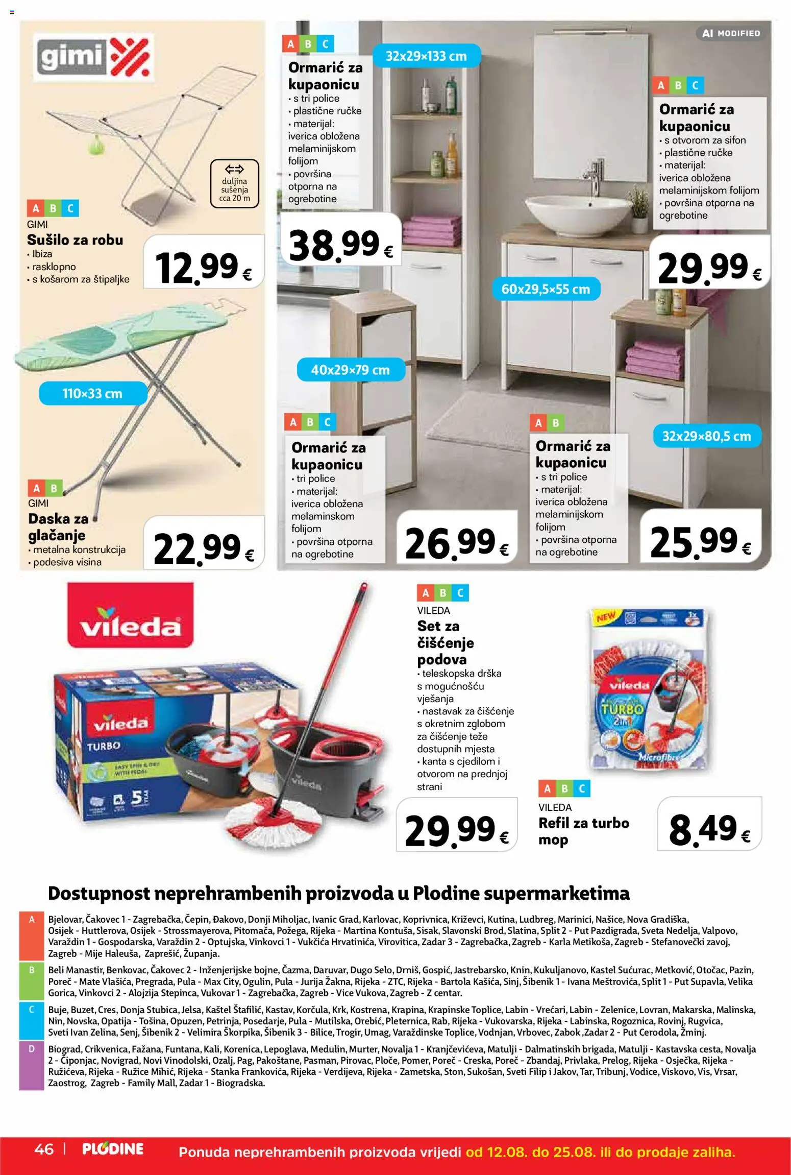 Plodine katalog | vrijedi od 12.08.2026 | Stranica: 46 | Proizvodi: Kanta s cjedilom, Štipaljke, Vileda