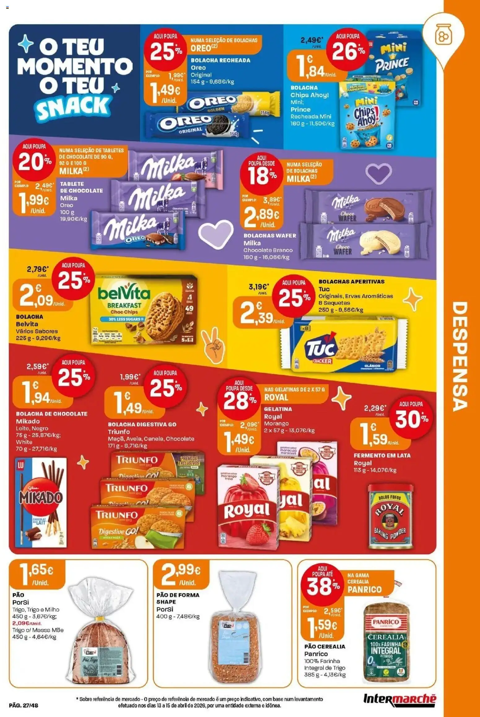 Intermarché - Isto é que são preços BAIXOS! │ válido de 21.05.2026 | Página: 27 | Produtos: Pão de forma, Gelatina, Base, Milho