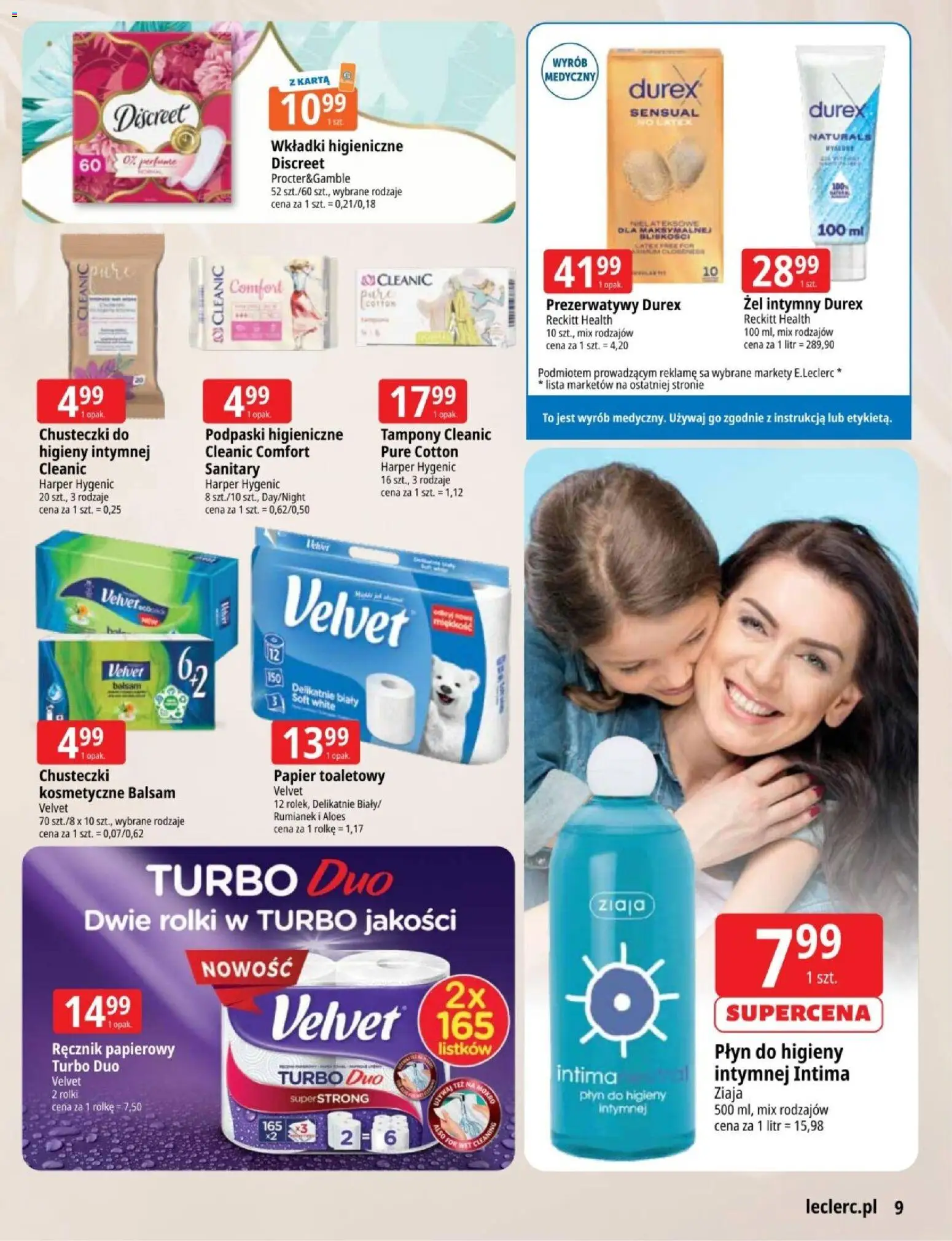 E.Leclerc gazetka - Zielona Góra od 03.03.2026 | Strona: 9 | Produkty: Papier toaletowy, Tampony, Aloes, Ręcznik papierowy