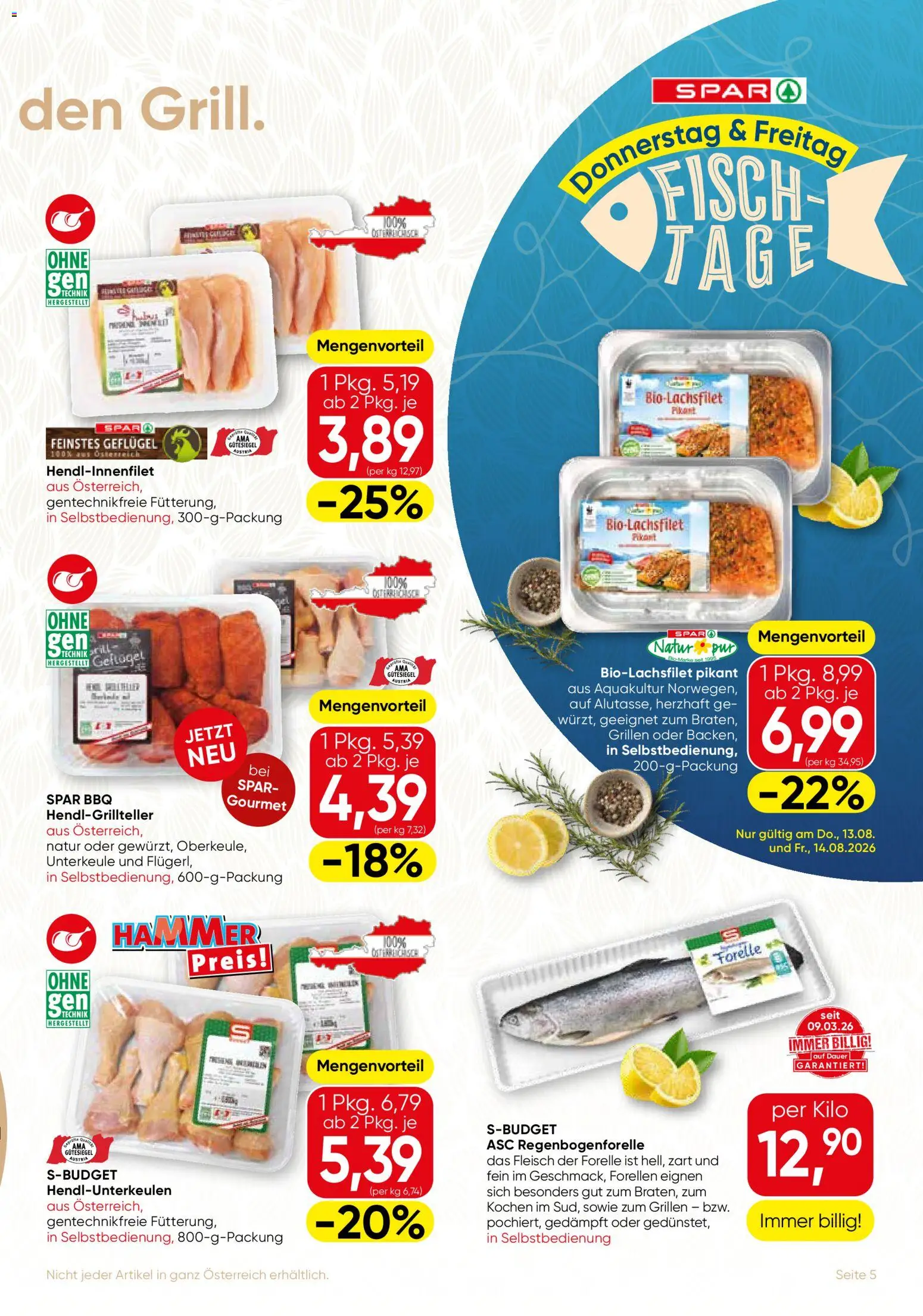 SPAR Gourmet Flugblatt gültig ab 13.08.2026 | Seite: 5 | Produkte: Fisch
