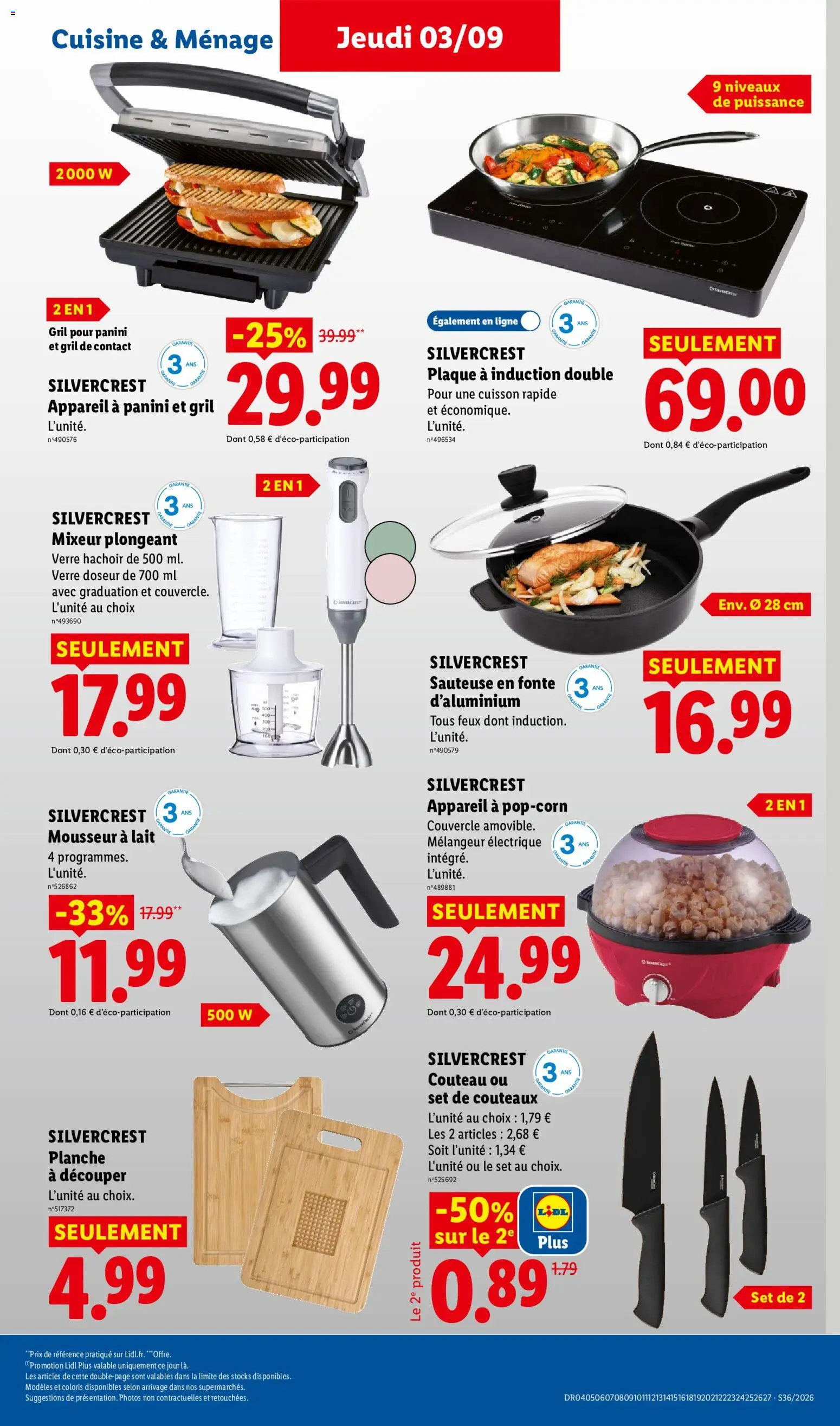 {H1} | Page: 41 | Produits: Plaque a induction double, Mixeur plongeant, Planche à découper, Silvercrest