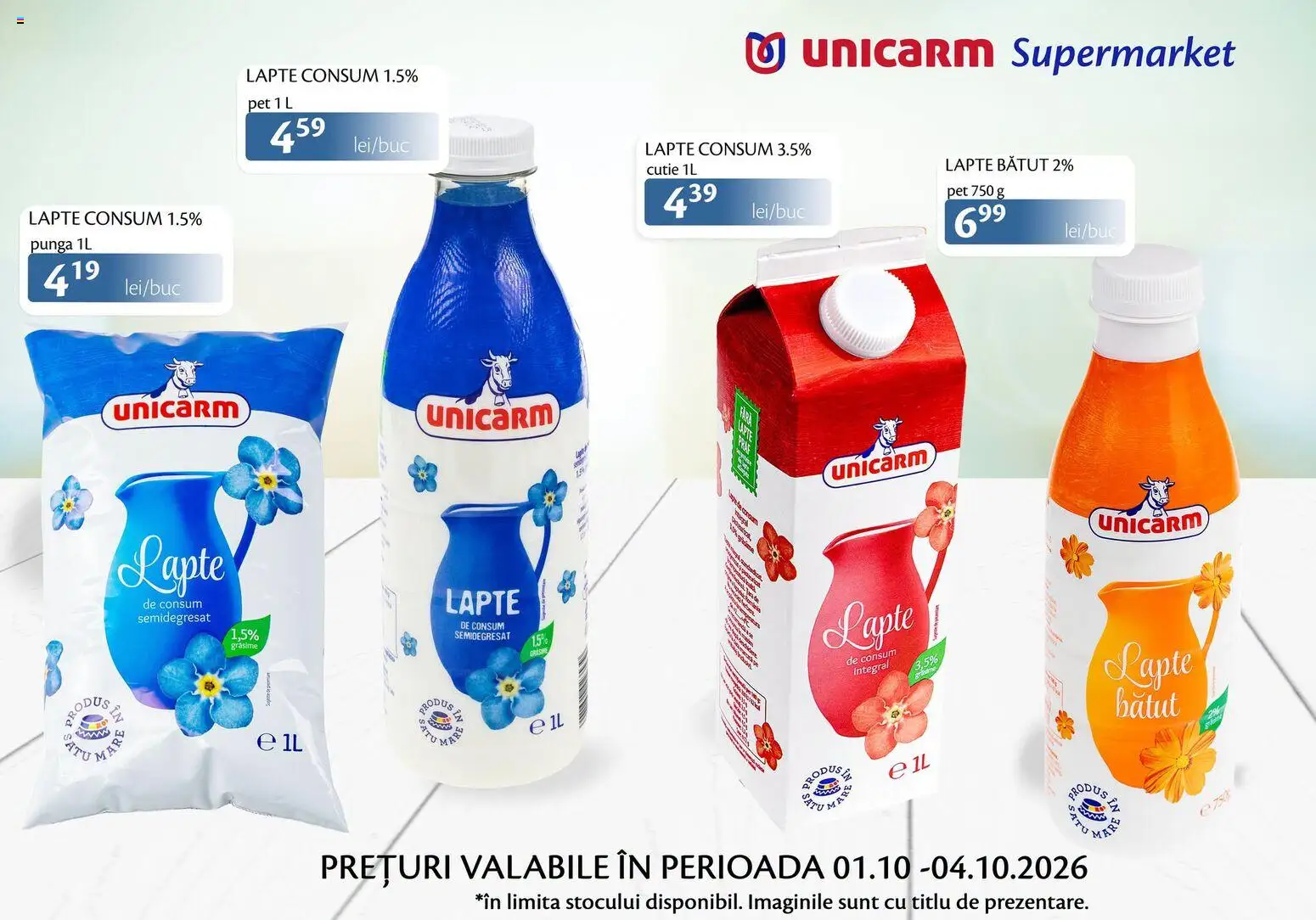 Noul catalog Unicarm – valabil de la 01.10.2026 | Pagină: 1 | Produse: Pungă, Cutie, Lapte