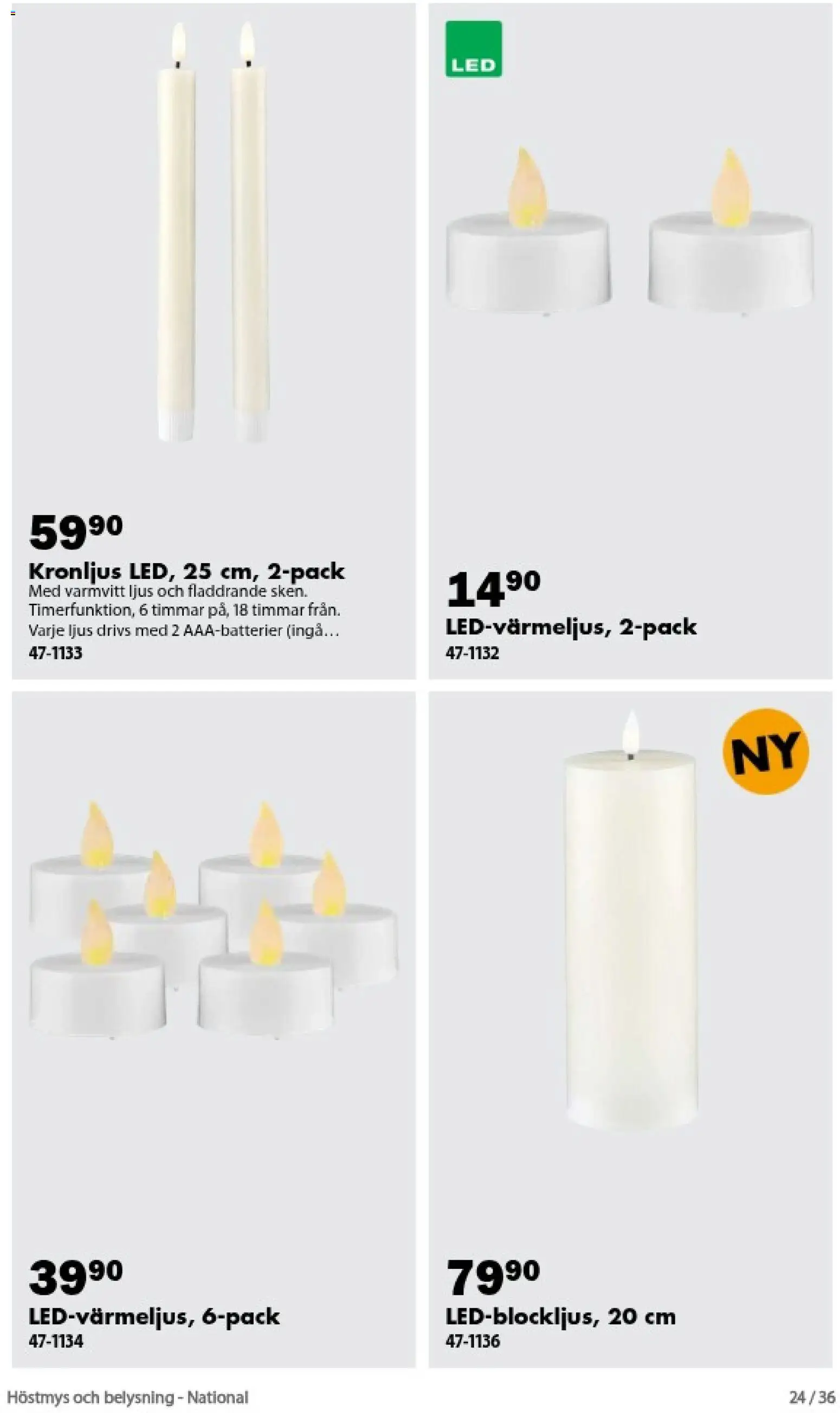 Biltema reklamblad aktuell från 01/09/2026 | Sida: 24 | Produkter: Belysning, Ljus