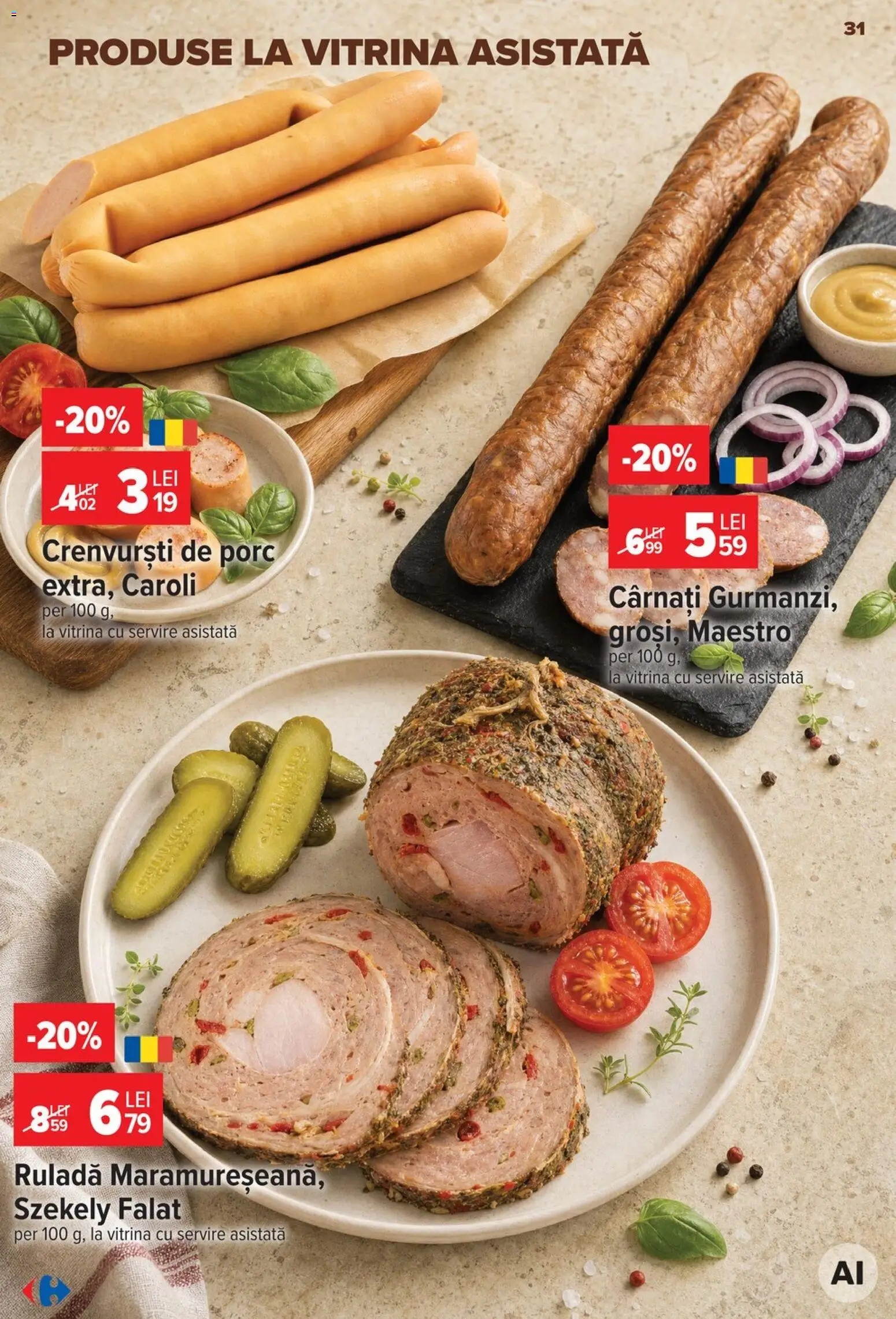 Noul catalog Carrefour – valabil de la 19.08.2026 | Pagină: 31 | Produse: Vitrină, Crenvurști, Ruladă, Cârnați