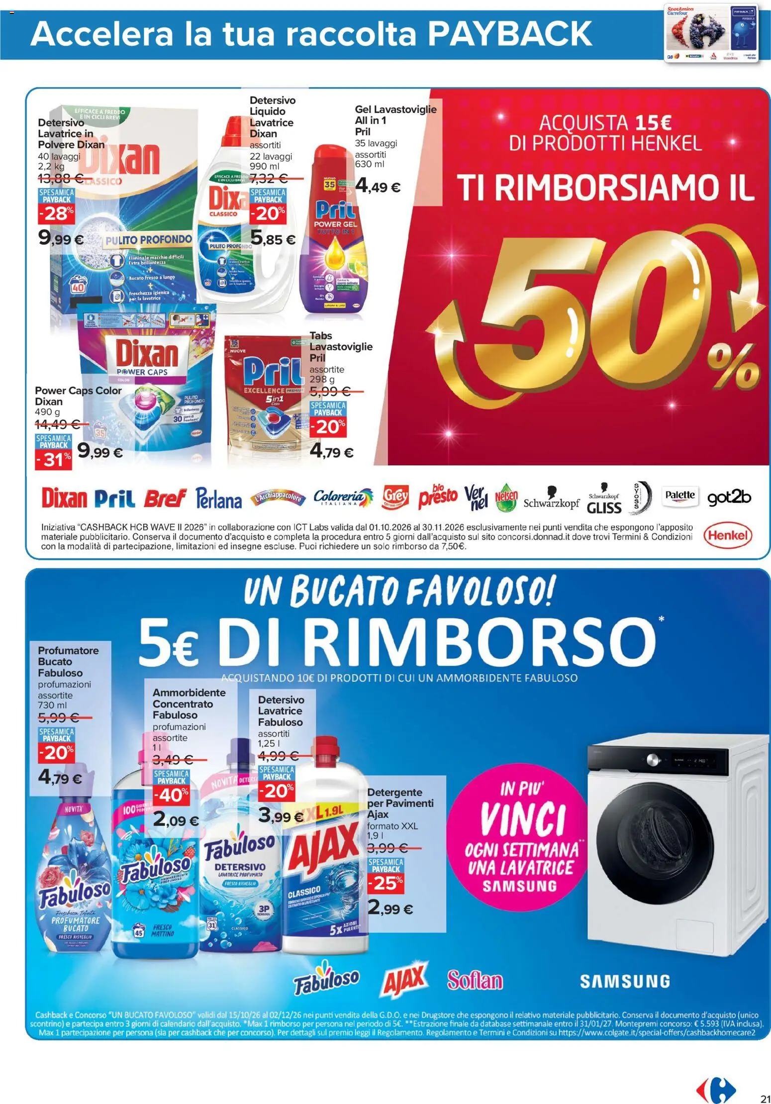 Volantino Carrefour del 23/10/2026 | Pagina: 23 | Prodotti: Ammorbidente, Limone, Lavastoviglie, Samsung