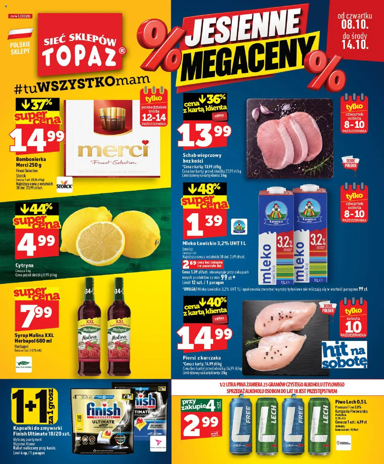 Topaz gazetka - MAZ od 08.10.2026 | Strona: 1 | Produkty: Kapsułki, Piersi, Piersi z kurczaka, Bombonierka