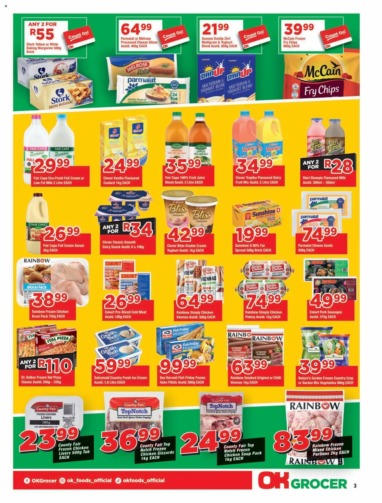 New OK Foods catalogue – valid from 23/10/2026 | Page: 3 | Products: Fish, Cheddar, Cream, Fruit