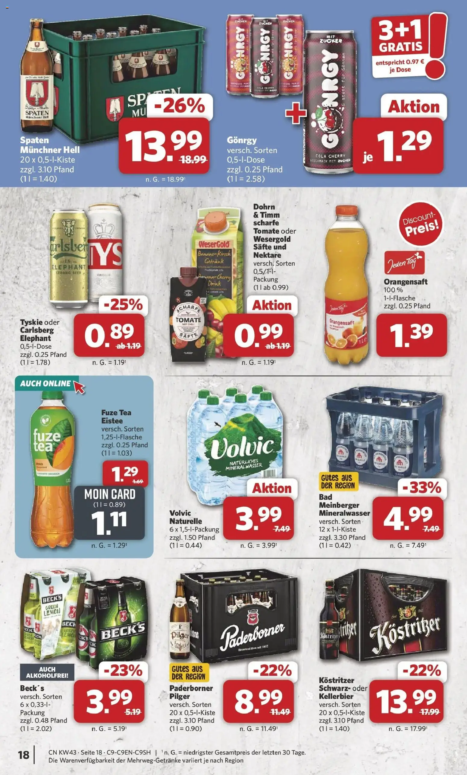 Combi Prospekt Detmold (ab 19.10.2026) zum Blättern | Seite: 18 | Produkte: Carlsberg, Mineralwasser, Chili, Volvic