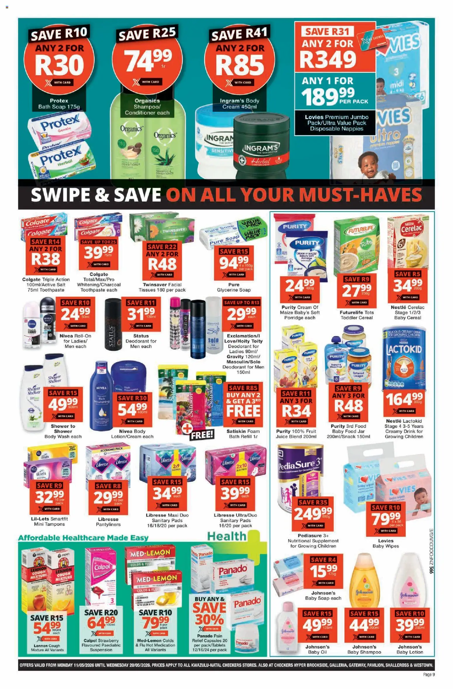 New Checkers catalogue – valid from 11.05.2026 | Page: 9 | Products: Oil, Baby food, Foam, Salt