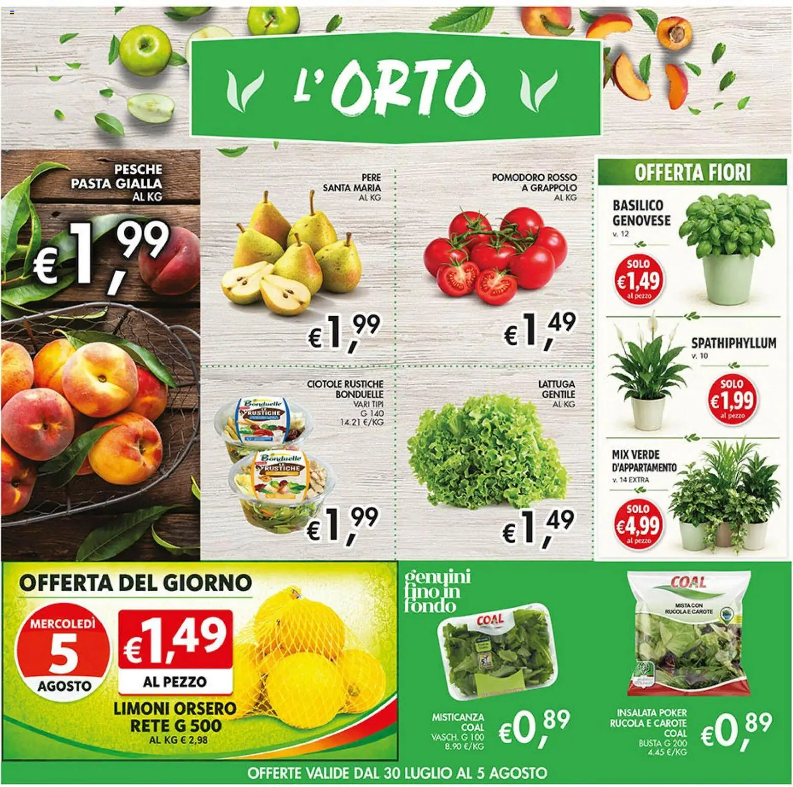 Volantino Coal del 30/07/2026 | Pagina: 2 | Prodotti: Misticanza, Insalata, Basilico, Lattuga