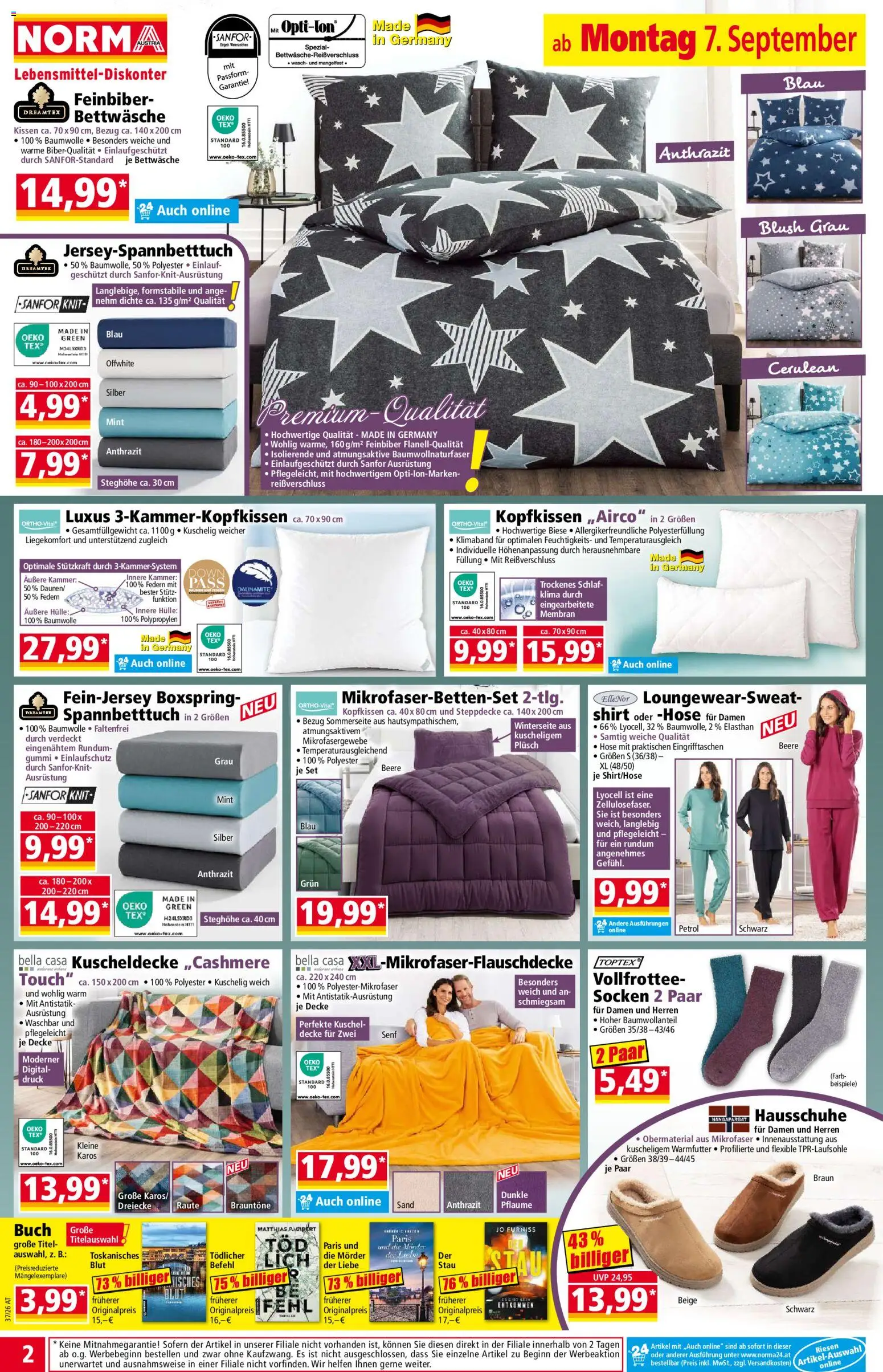 Norma Flugblatt gültig ab 07.09.2026 | Seite: 2 | Produkte: Socken, Hausschuhe, Hülle, Decke