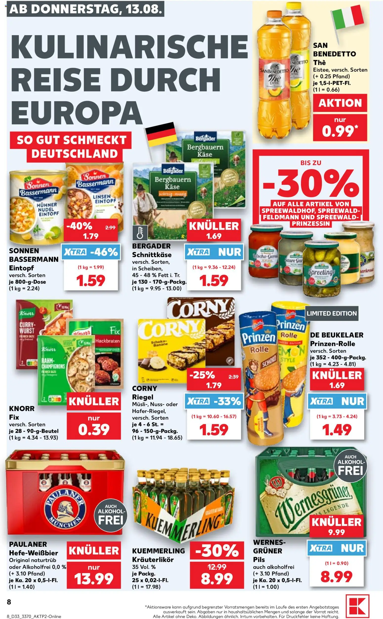 Kaufland Německo leták - Jena od 13.08.2026 | Strana: 8 | Produkty: Knorr, Kaše, Alkohol