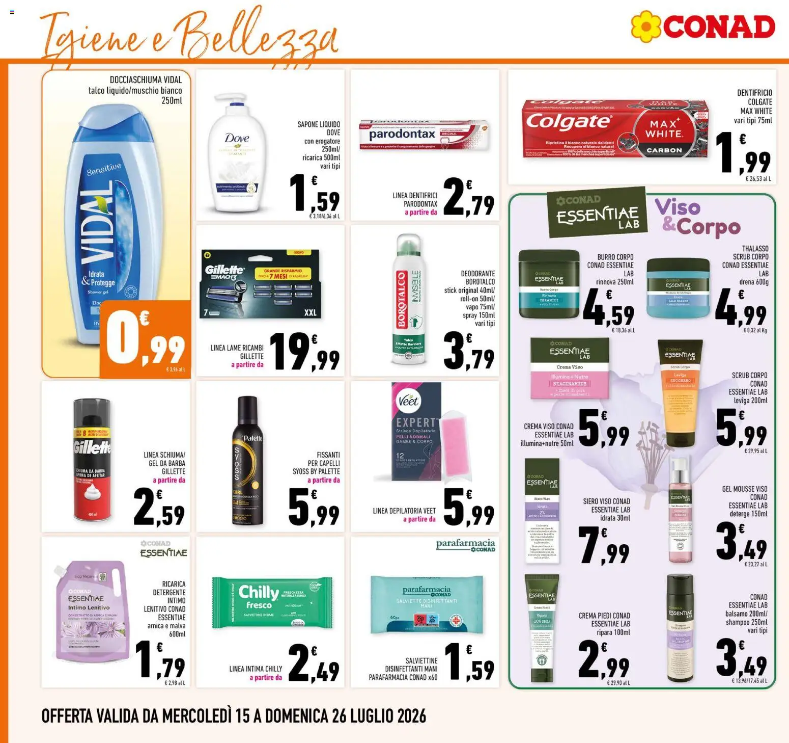 Volantino Conad del 15/07/2026 | Pagina: 22 | Prodotti: Balsamo, Detergente, Scrub, Crema piedi