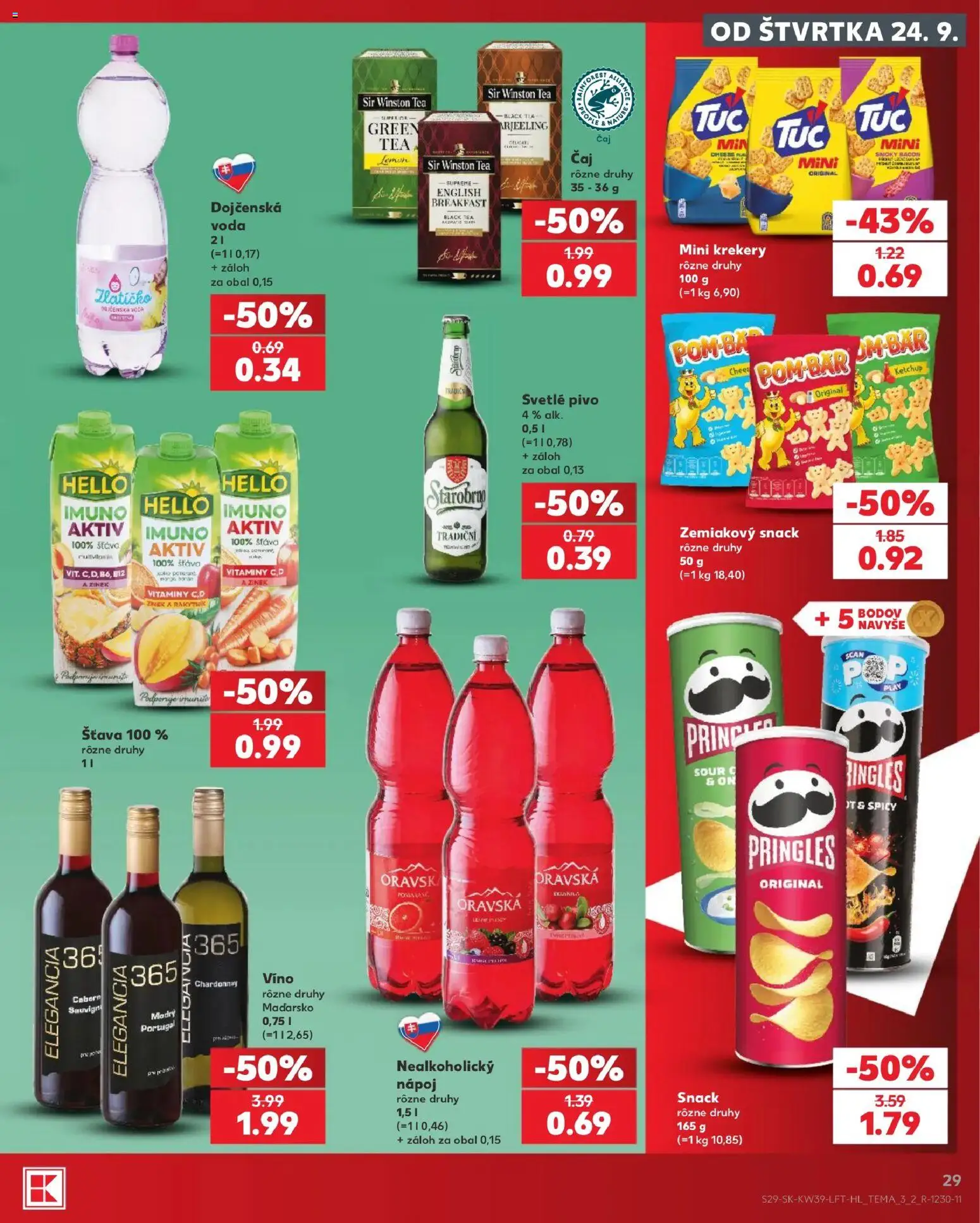 Nové Kaufland akcie – leták je platný od 24.09.2026 | Strana: 29 | Produkty: Pivo, Víno, Pringles, Šťava