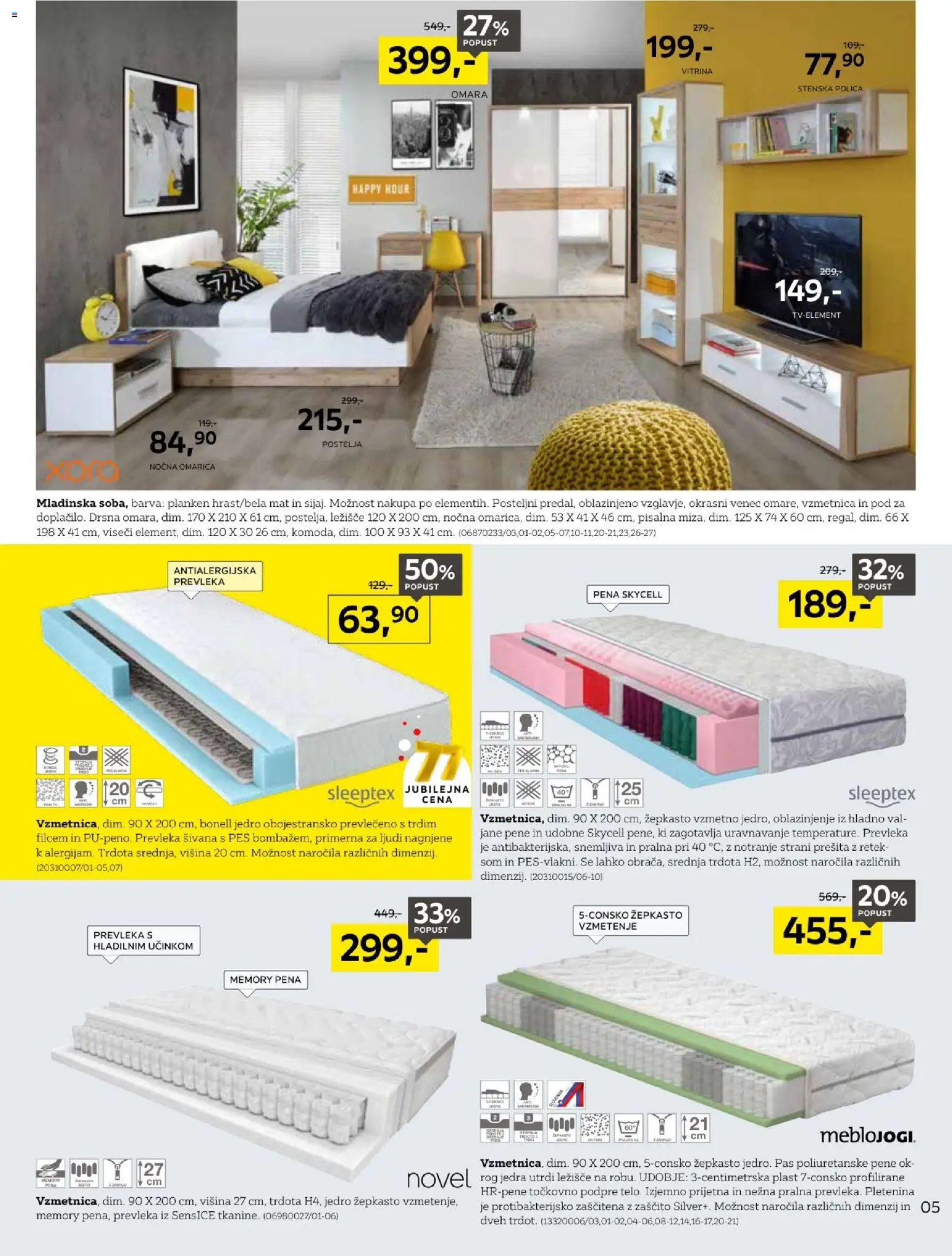 Novi XXXL Lesnina katalog ponudbe – veljaven od 14.09.2026 | Stran: 5 | Izdelki: Vzmetnica, Nocna omarica, Barva, Omarica