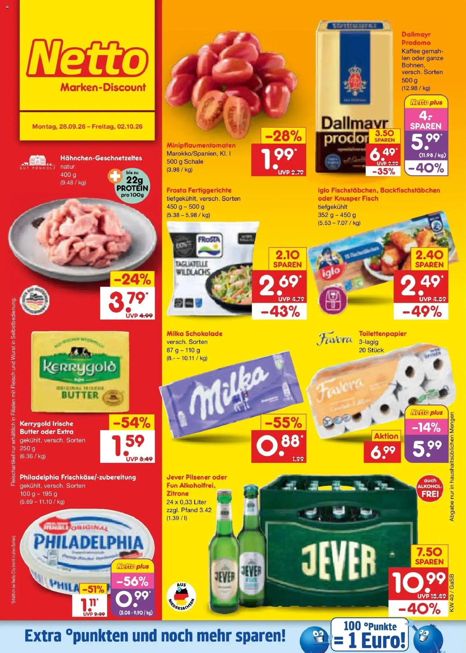 Netto Marken-Discount Prospekt Oldenburg – gültig ab 28.09.2026 | Seite: 1 | Produkte: Kaffee, Milka schokolade, Milka, Dallmayr prodomo