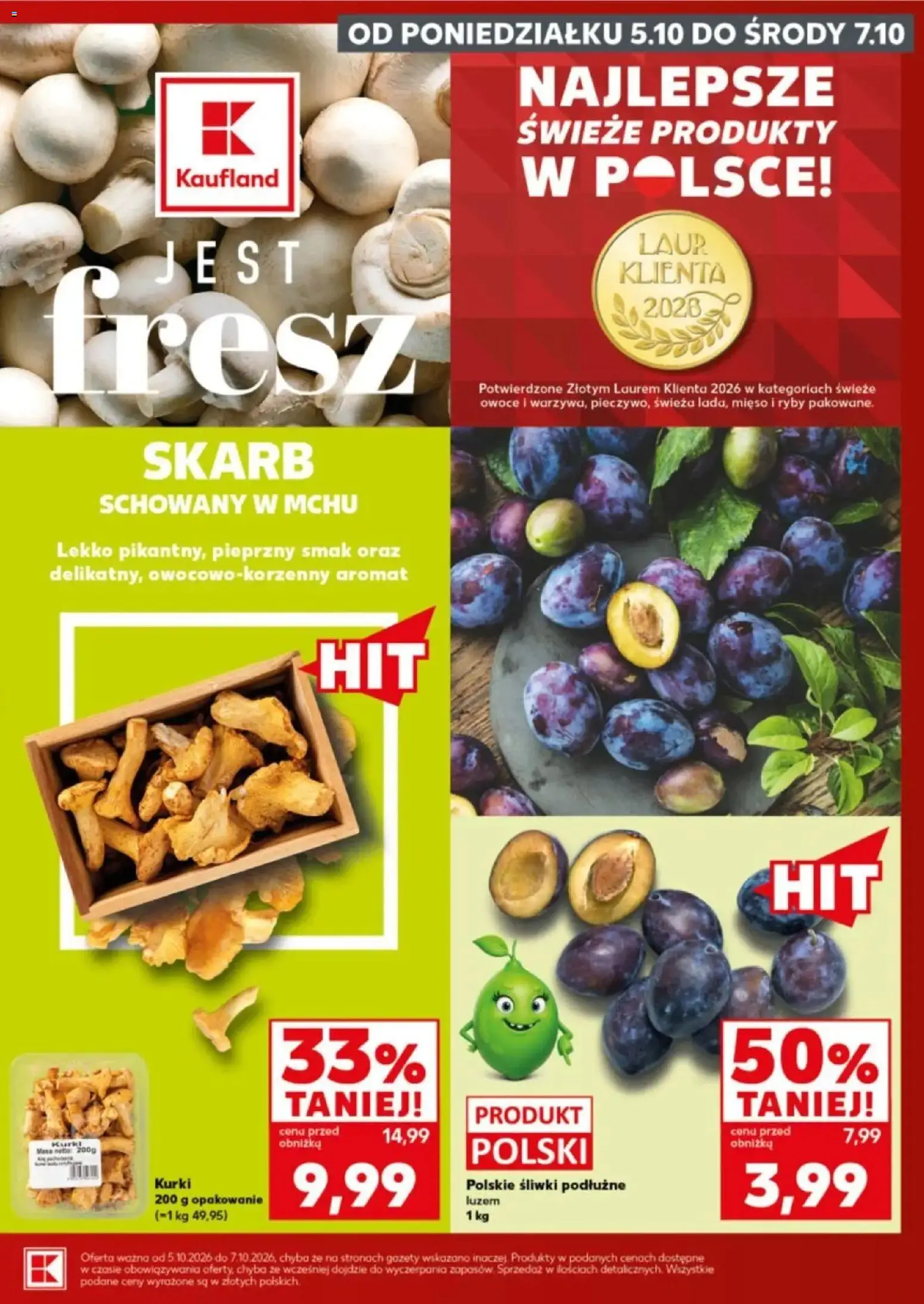 Kaufland gazetka - Mocny start od 05.10.2026 - od jutra PDF | Strona: 3 | Produkty: Kurki, Mięso, Gazety, Śliwki