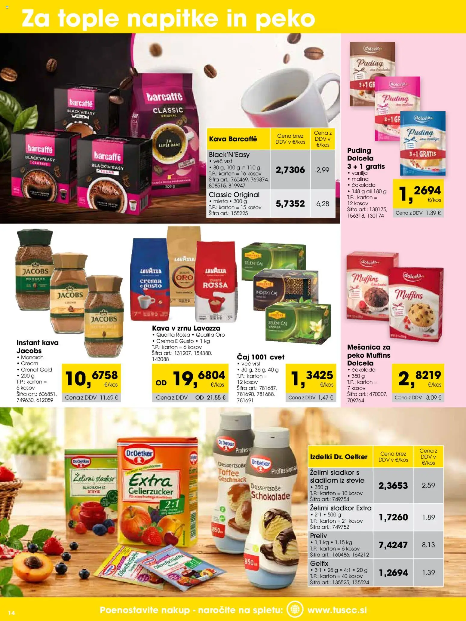 Novi Tuš katalog ponudbe – veljaven od 01.06.2026 | Stran: 14 | Izdelki: Instant kava, Kava, Cokolada, Caj