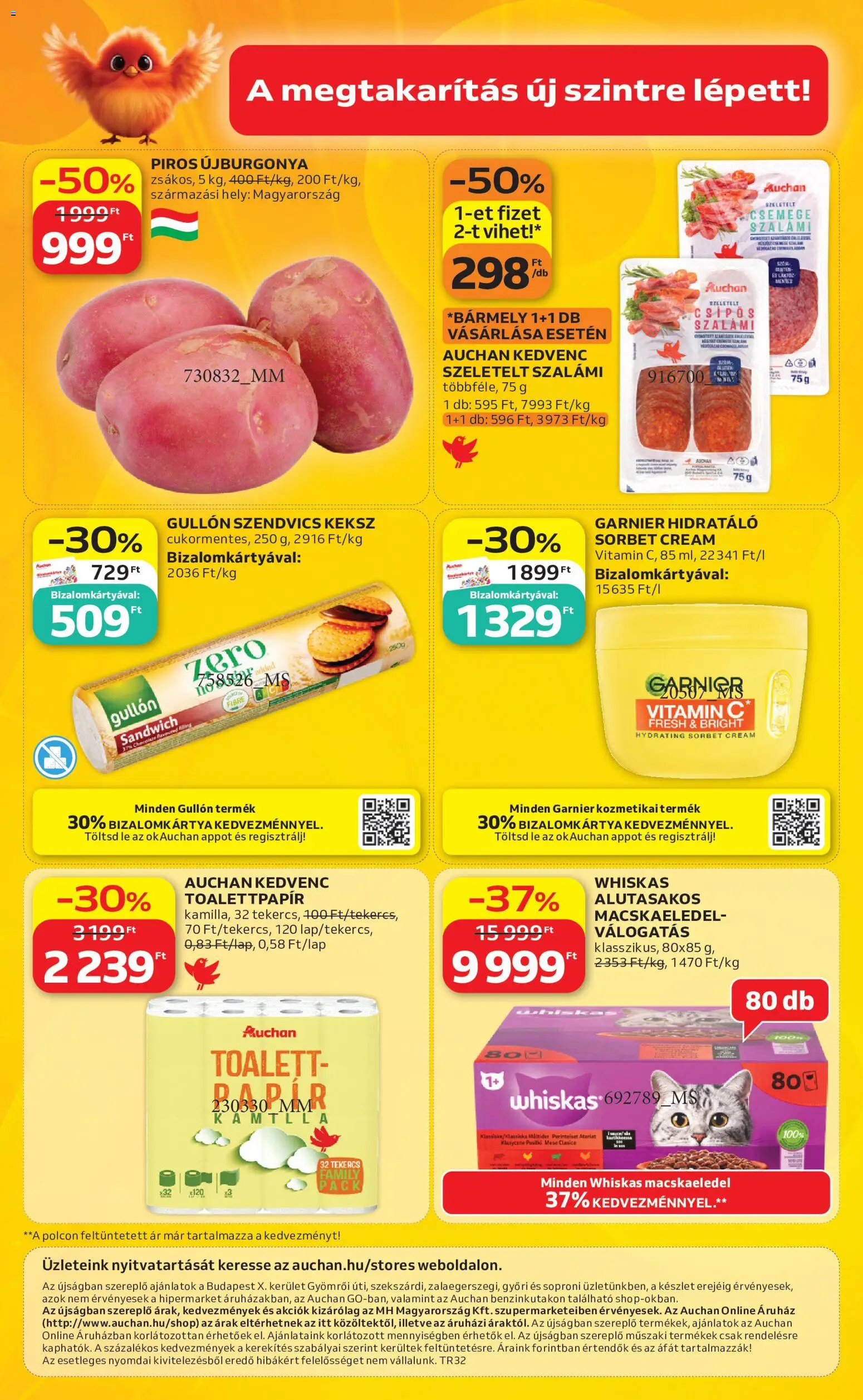 Auchan akciós ujság - amely érvényes a következő dátumtól: 2026.08.06. | Oldal: 16 | Termékek: Szendvics, Macskaeledel, Szalámi, Keksz