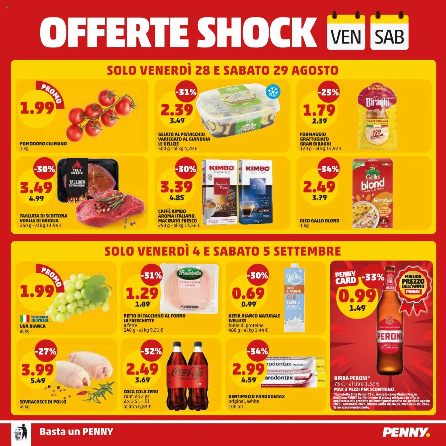 Volantino PENNY del 27/08/2026 | Pagina: 20 | Prodotti: Riso, Uva, Kimbo, Coca Cola